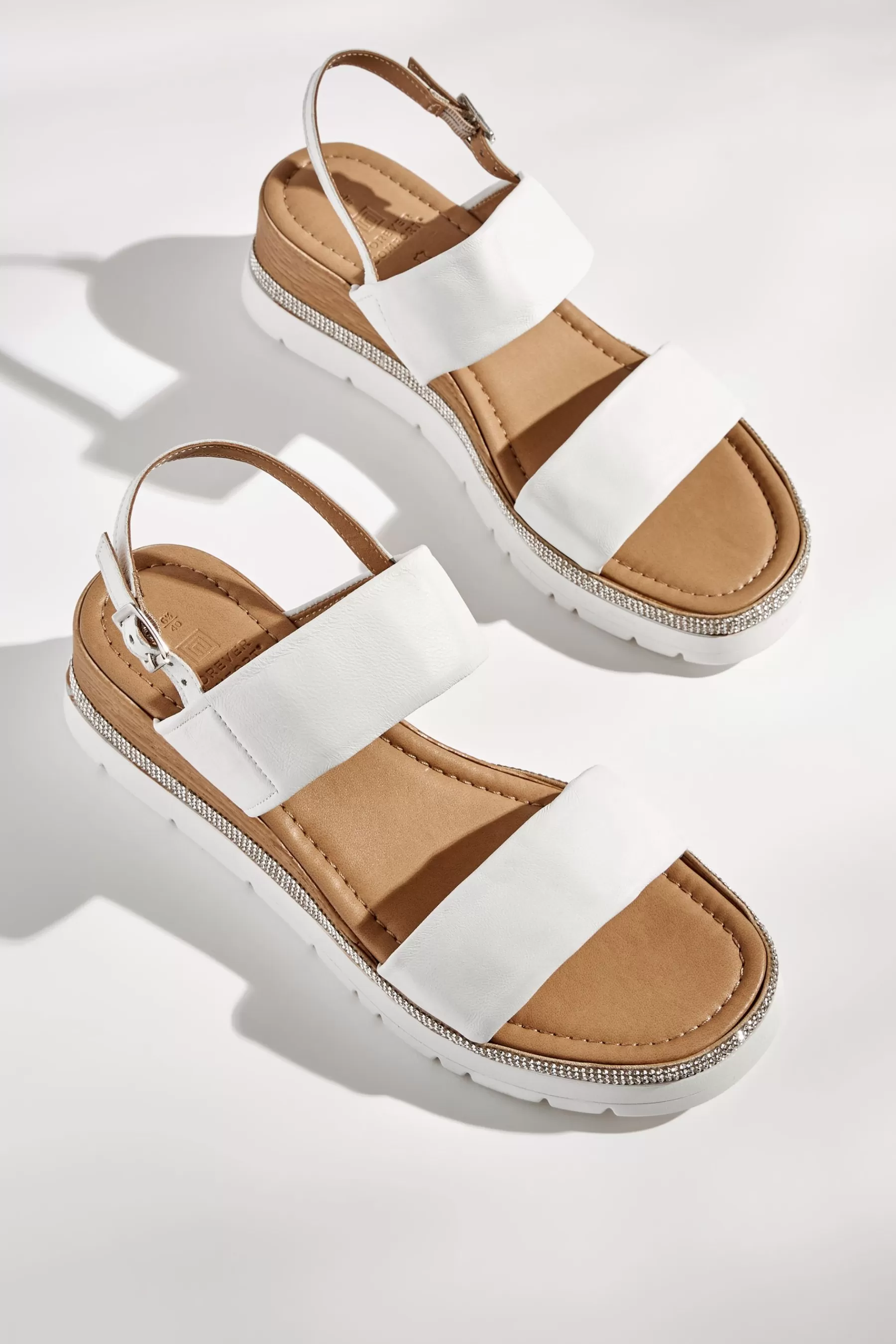 Next Sandals-Forever Comfort® Leather Sport Bling Wedges White