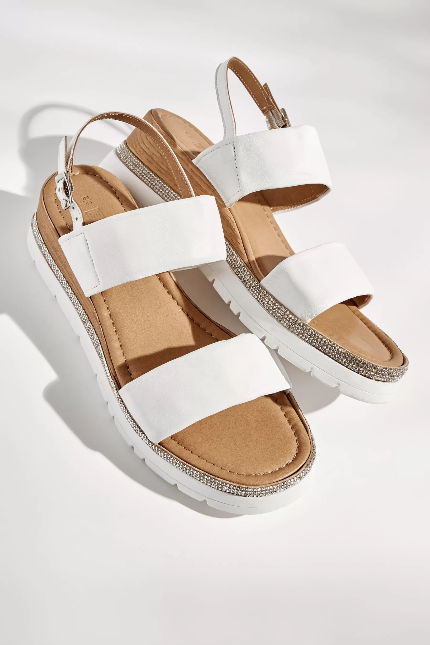 Next Sandals-Forever Comfort® Leather Sport Bling Wedges White