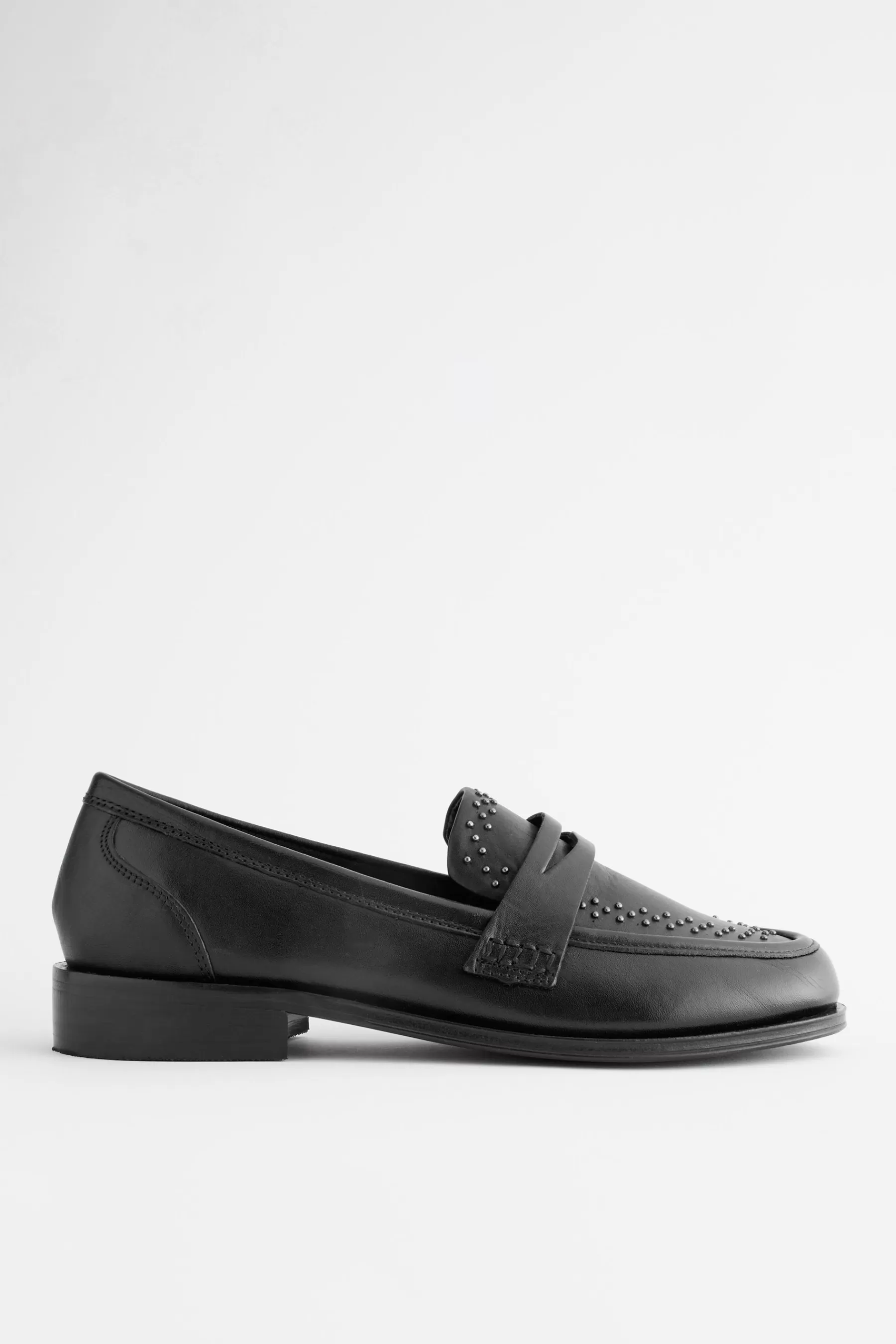 Next Flat | Forever Comfort® Leather Studded Loafers Black