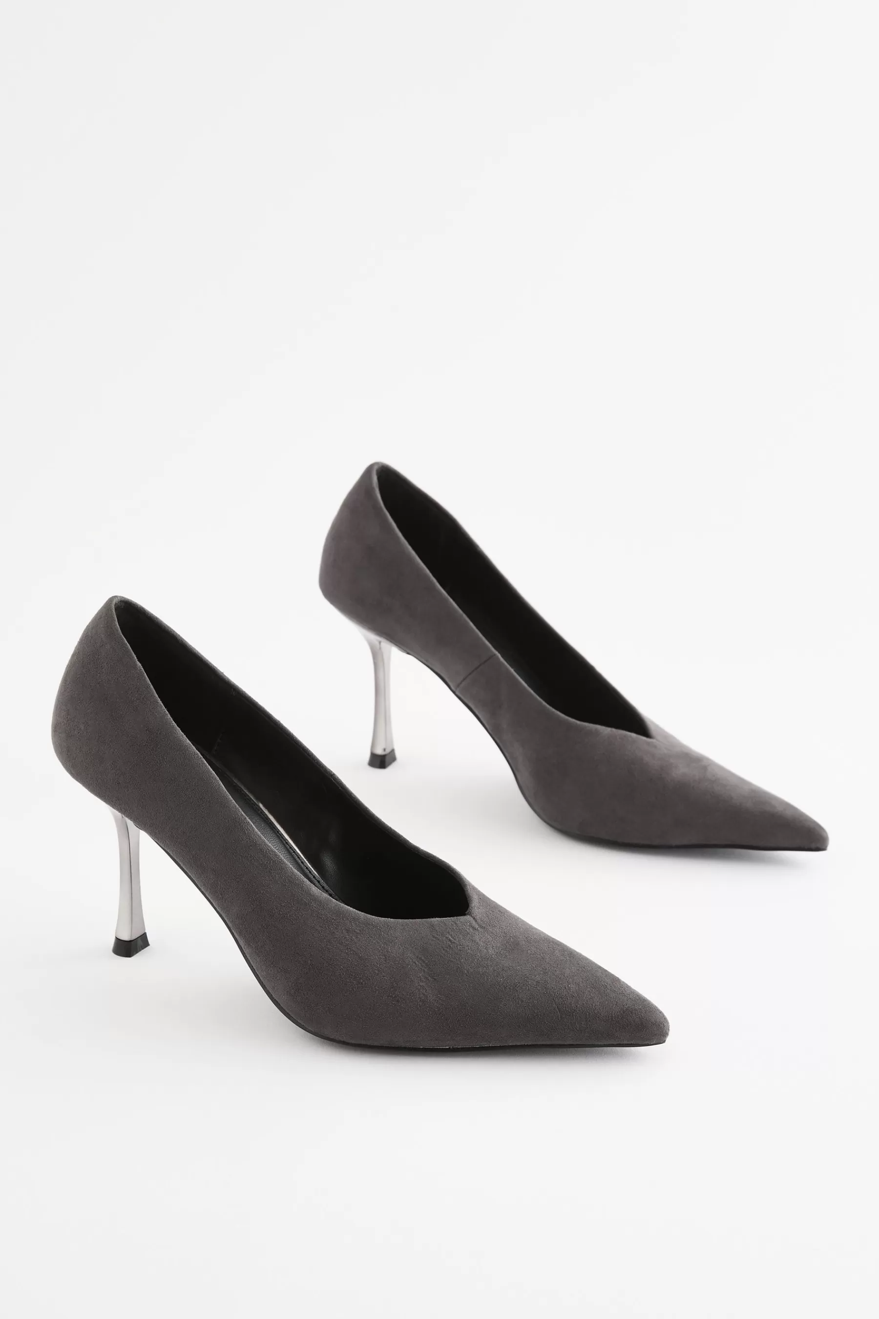 Next Heels | Forever Comfort® Metallic Heel Court Shoes Grey