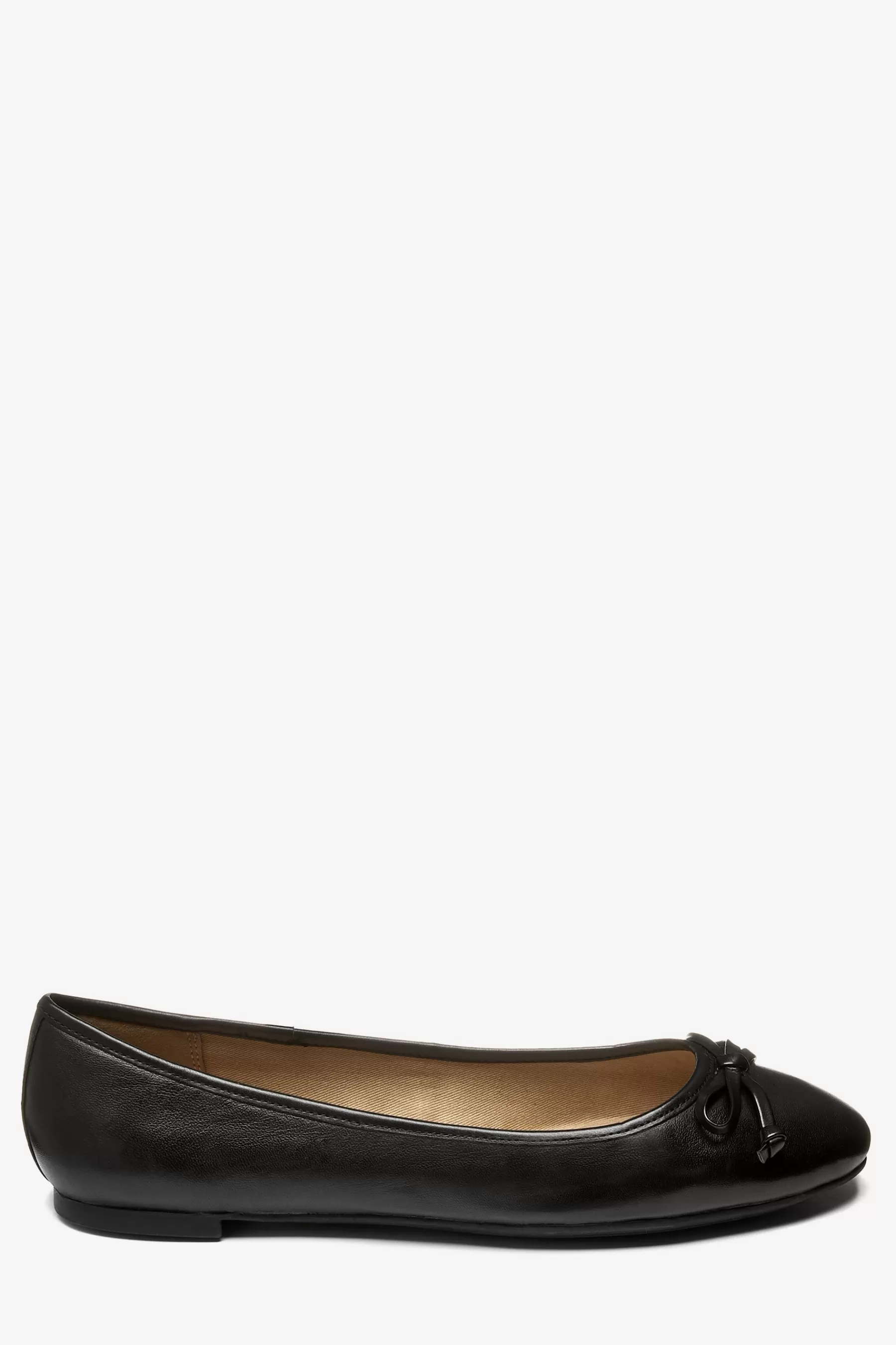 Next Flat-Forever Comfort® Round Toe Leather Ballerinas Black