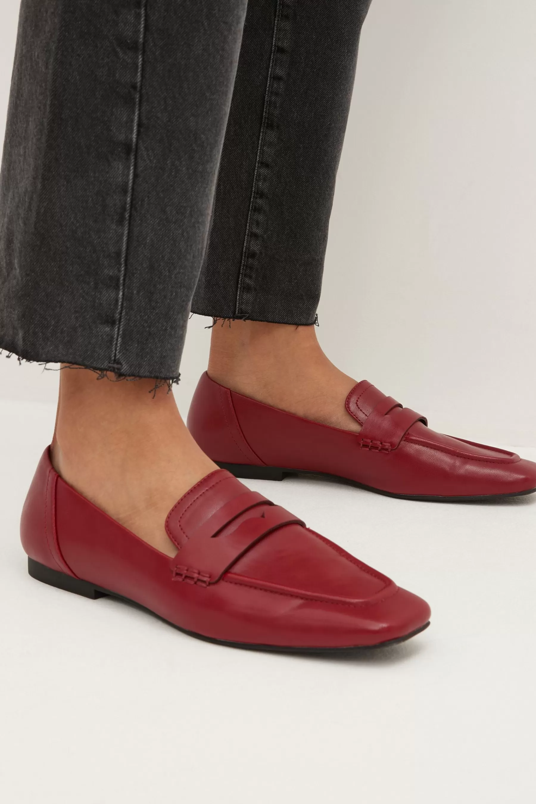 Next Flat | Forever Comfort® Square Toe Loafers Red