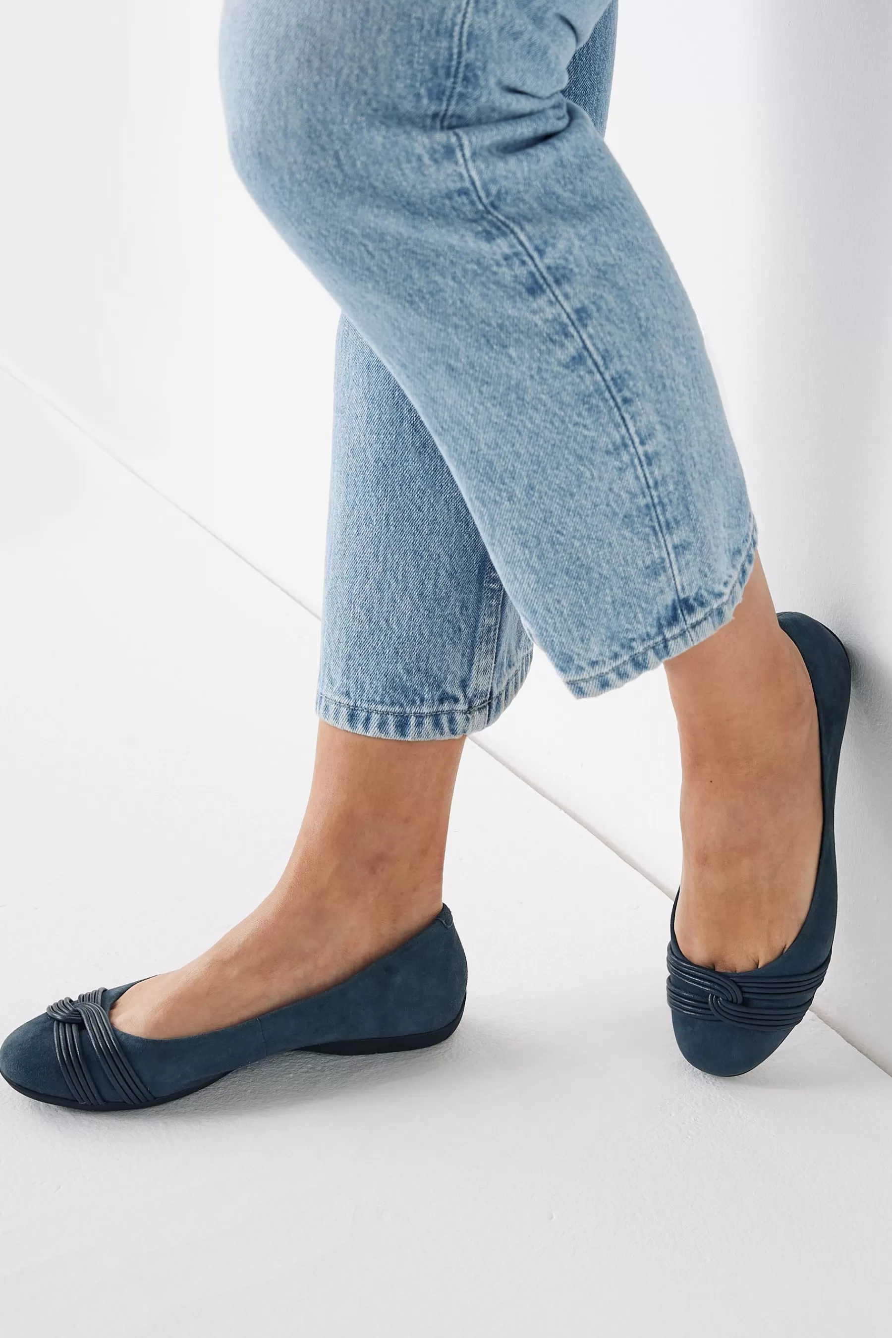 Next Flat-Forever Comfort® Twist Leather Ballerina Shoes Navy