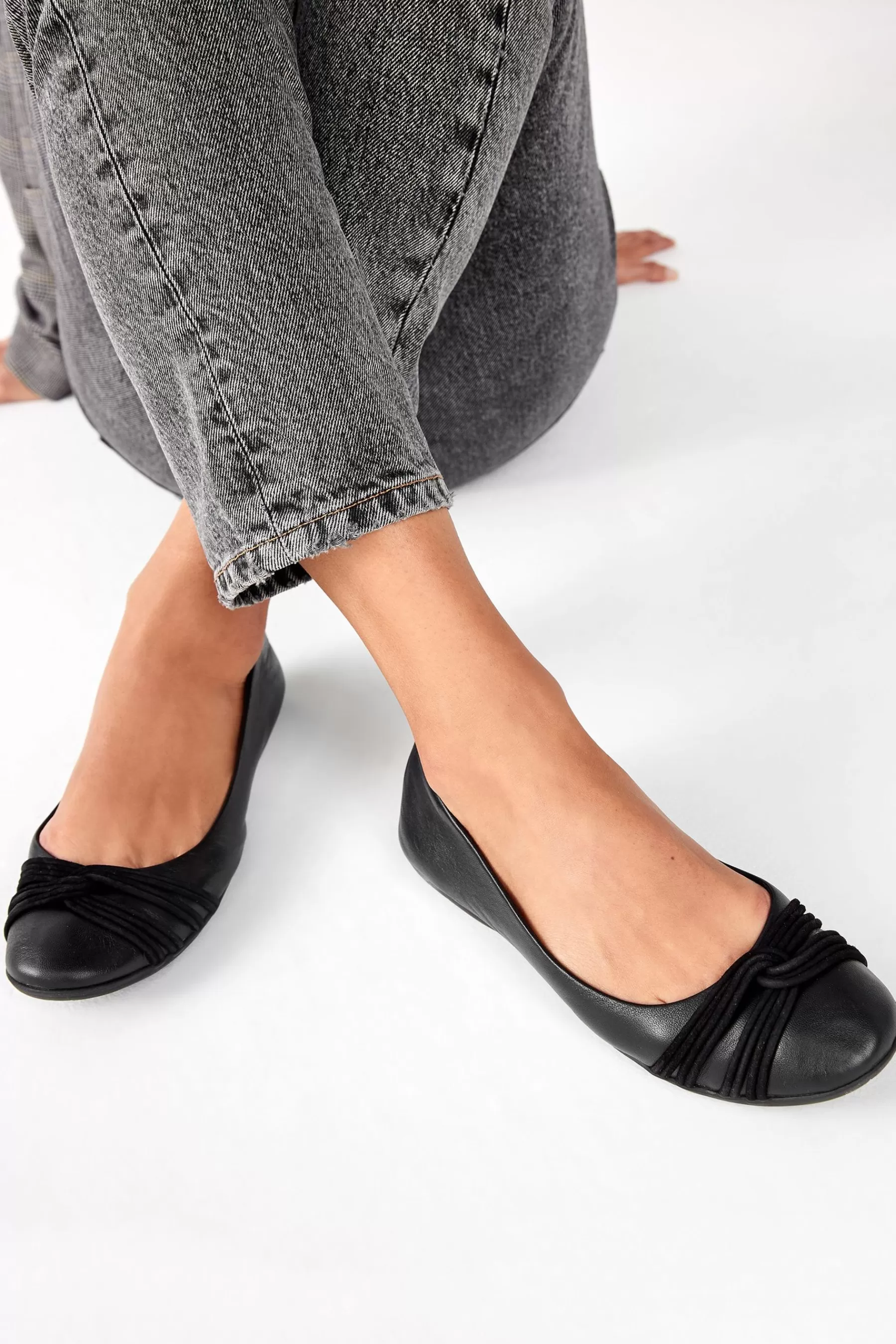 Next Flat-Forever Comfort® Twist Leather Ballerina Shoes Black