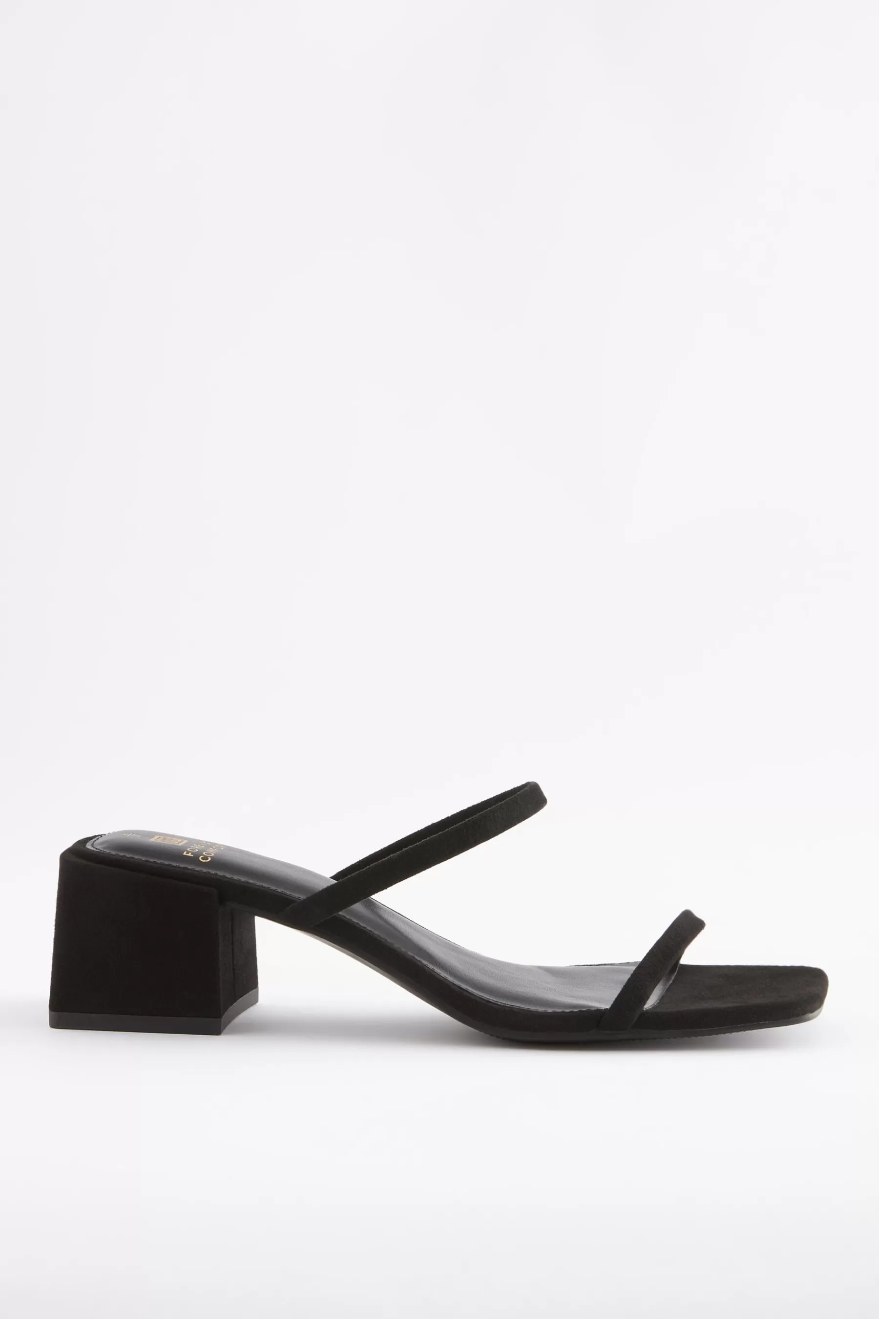 Next Sandals-Forever Comfort® Two Band Block Heel Mules Black