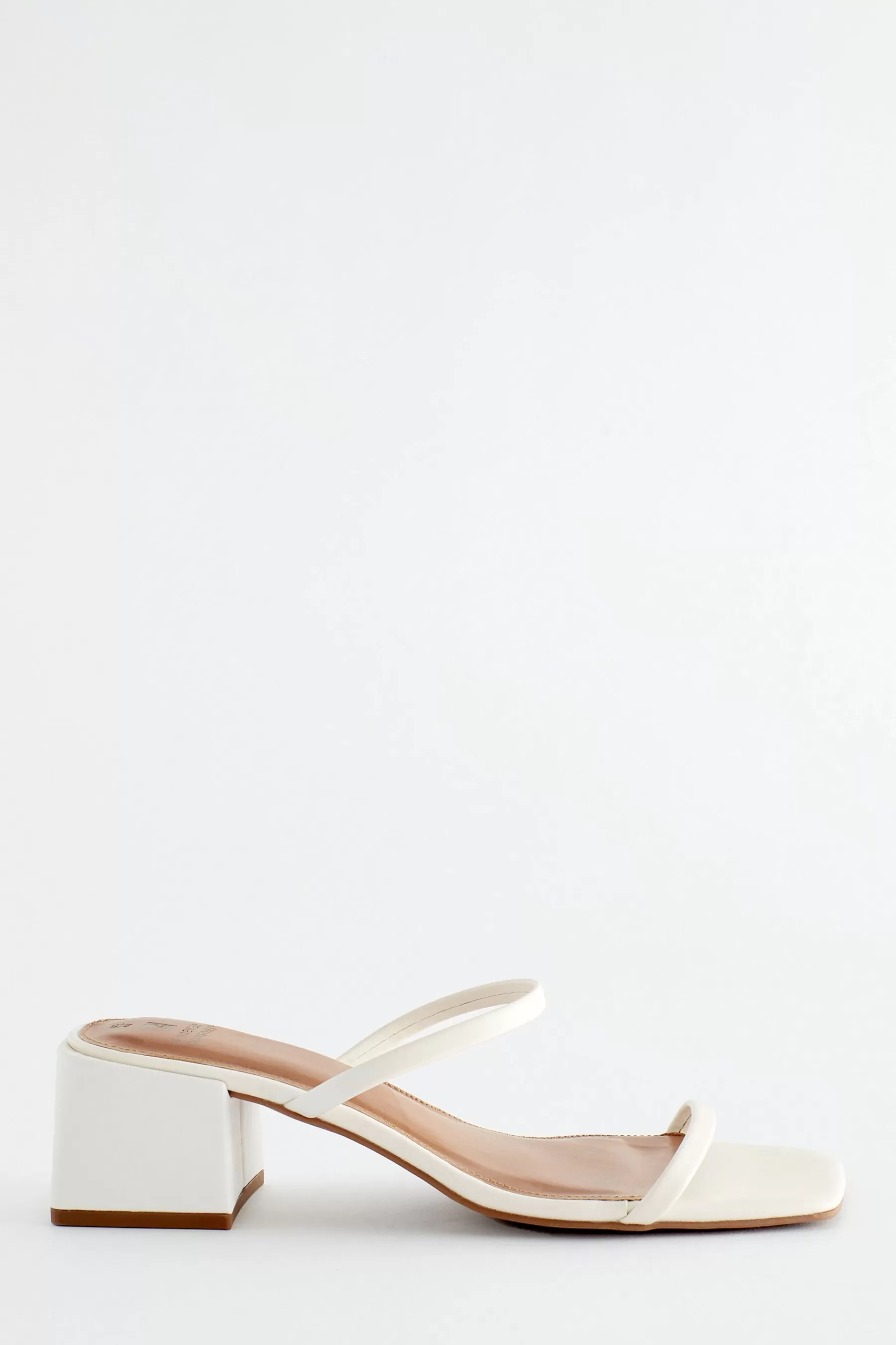 Next Sandals-Forever Comfort® Two Band Block Heel Mules Bone White