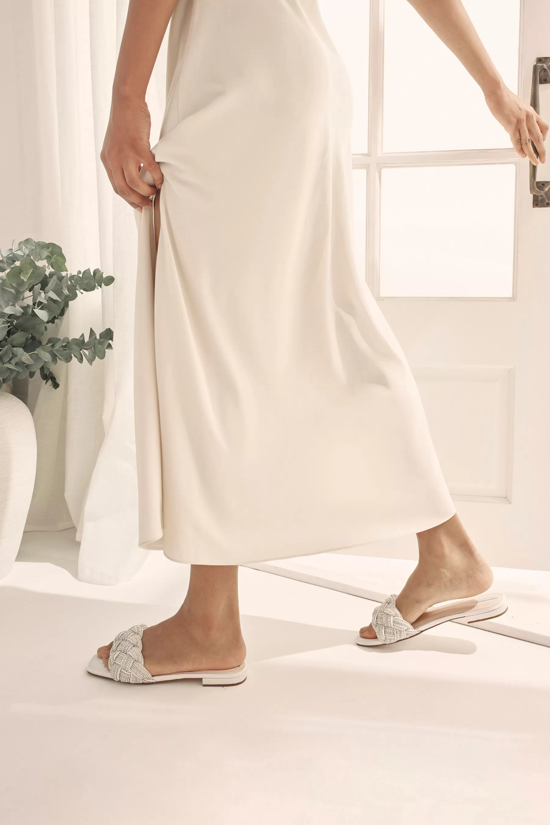 Next Sandals-Forever Comfort® Wedding Embellished Satin Mules White