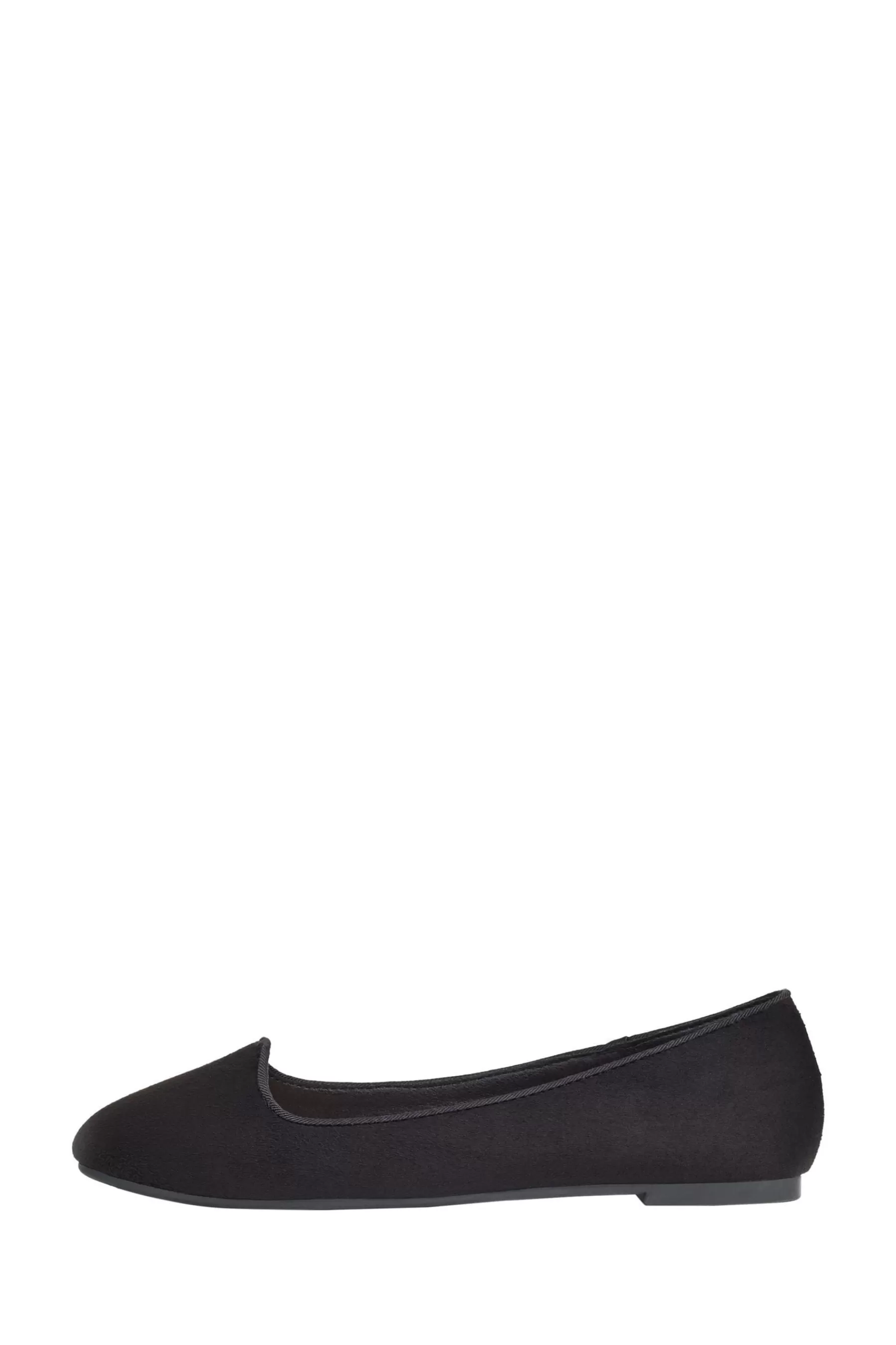 Friends Like These Flat- Slipper Cut Ballerina Pump Black Suedette