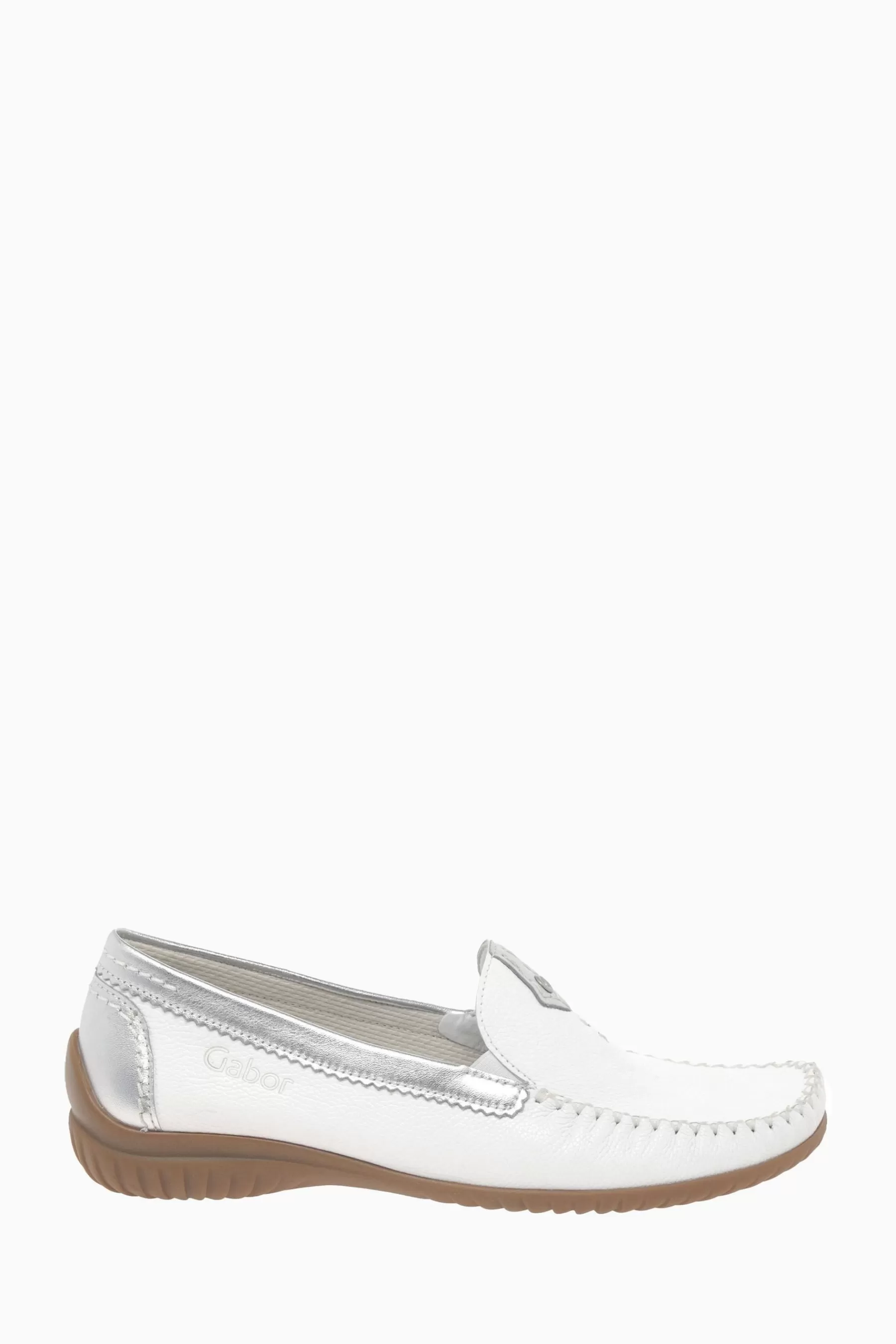 Gabor Flat- California Leather Moccassins White