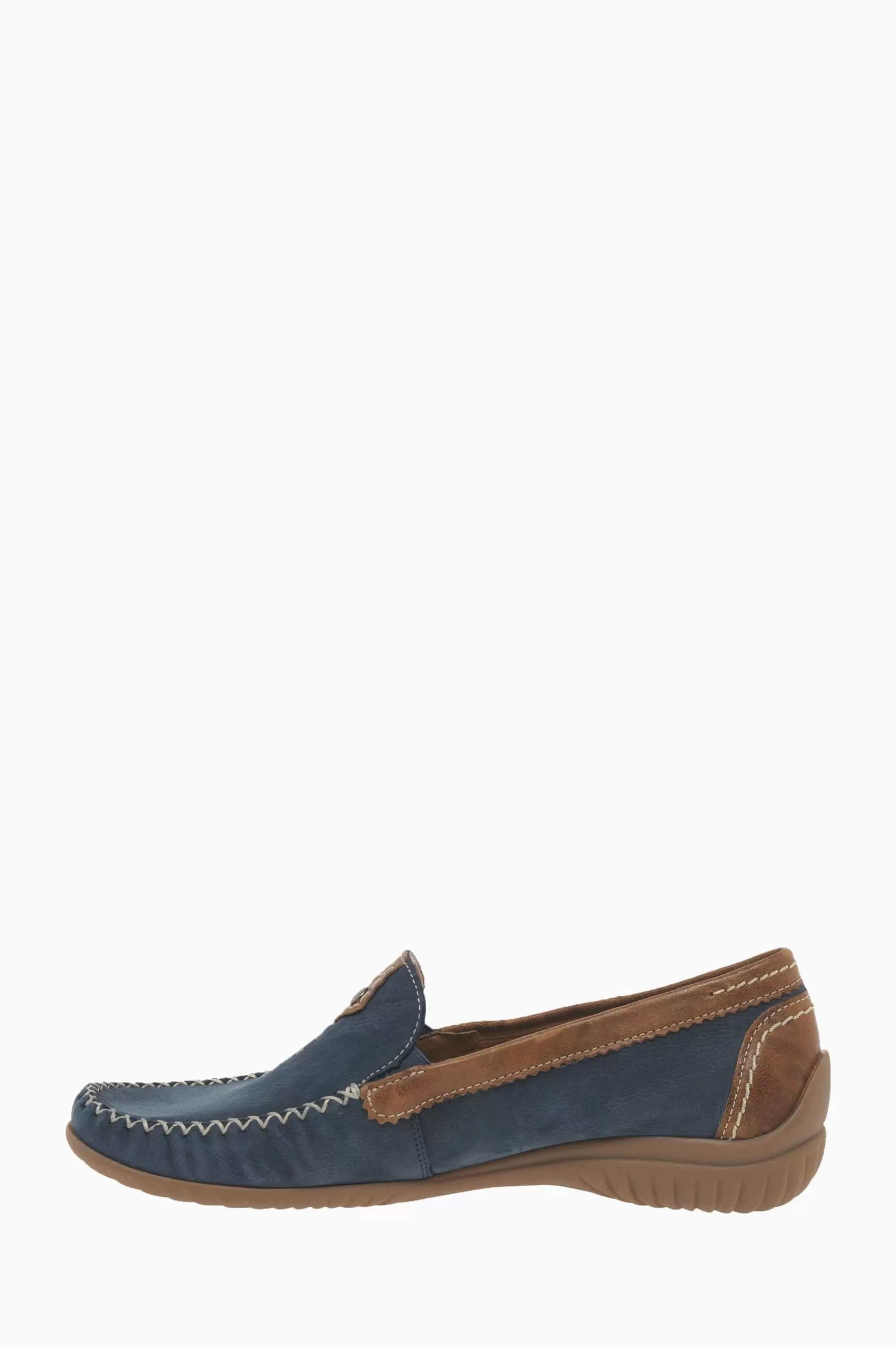 Gabor Flat- California Nubuck Tan Moccassins Navy