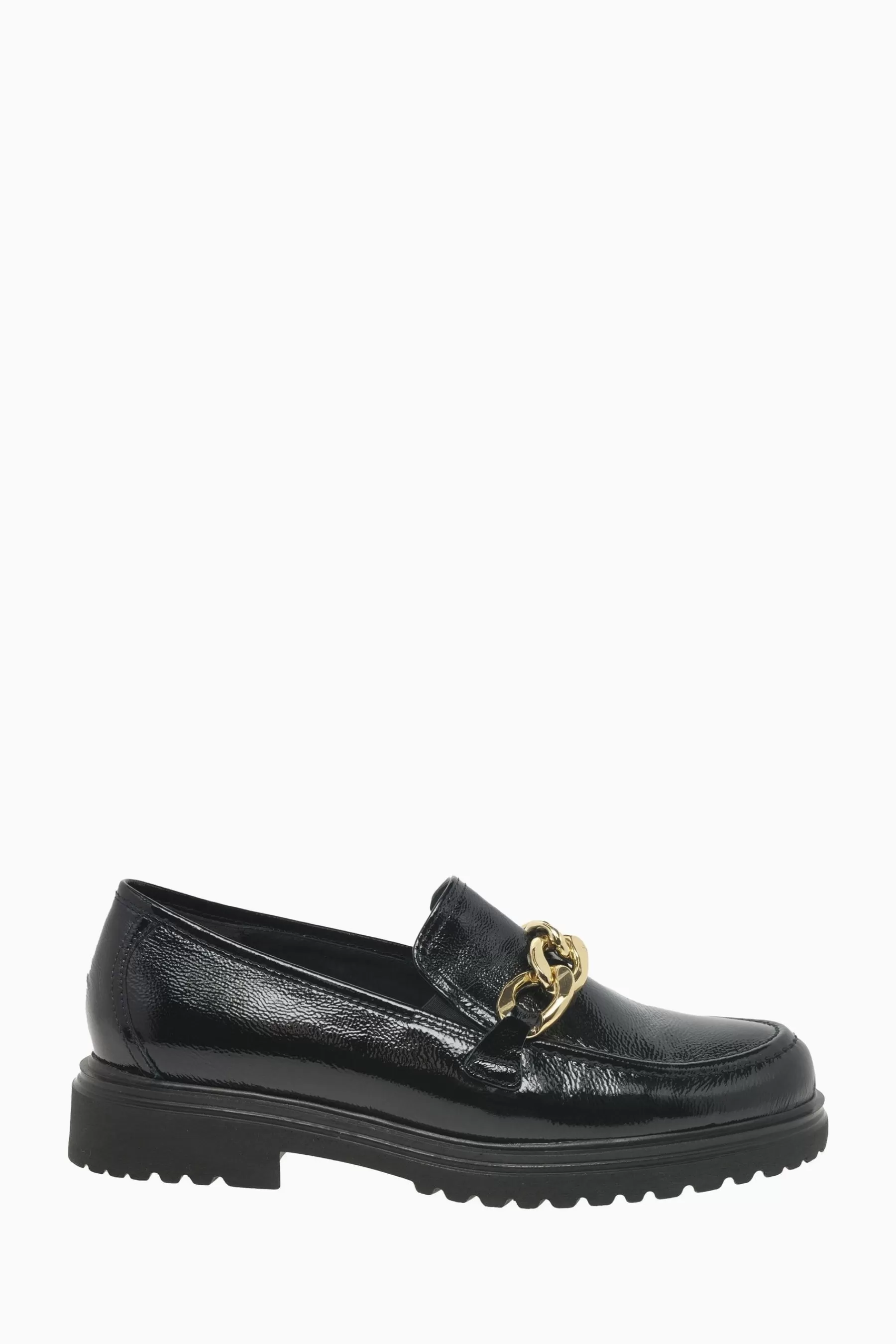 Gabor Flat- Florida Wrinkle Patent Leather Loafers Black