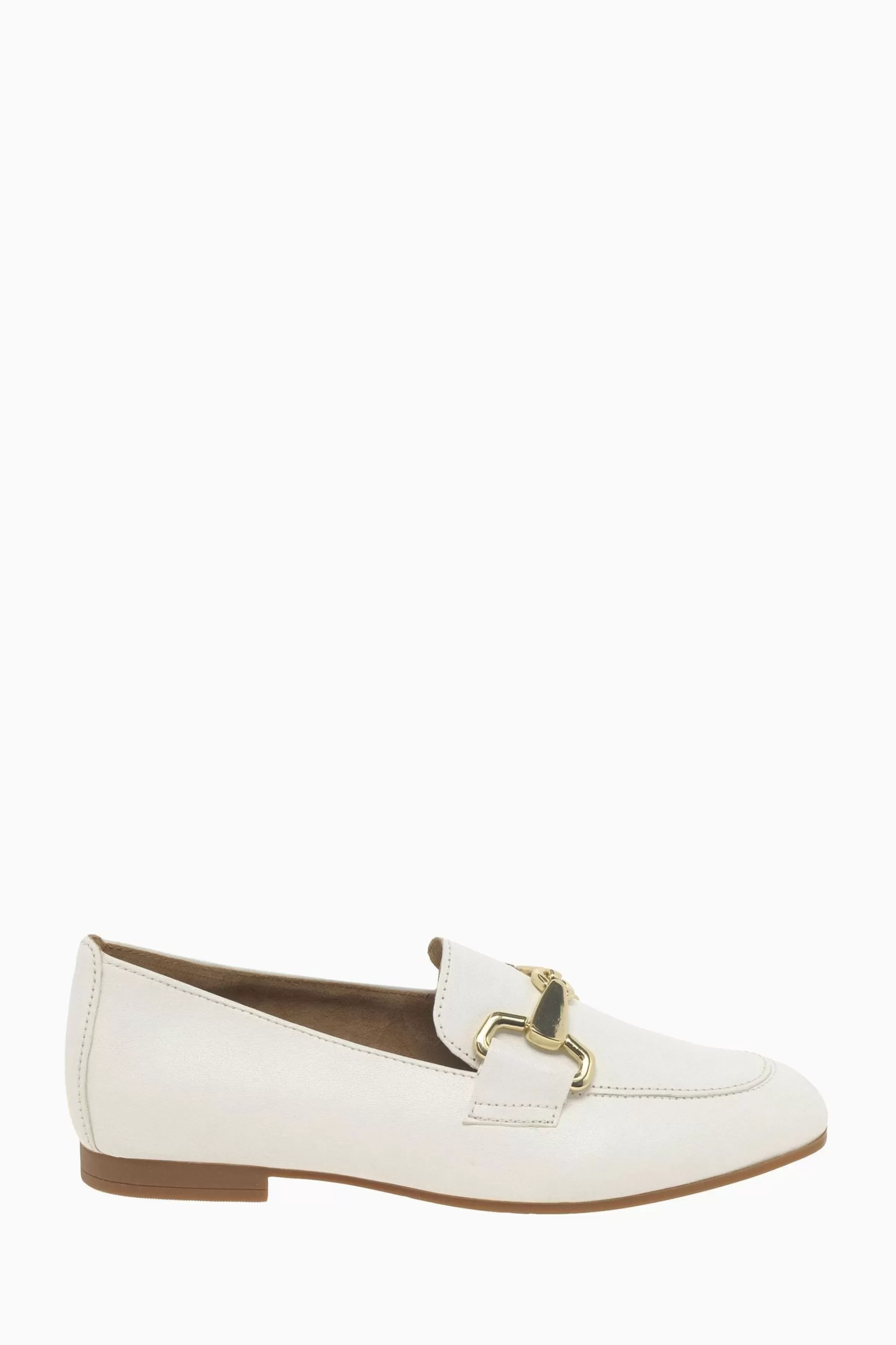 Gabor Flat- Jangle Latte Leather Loafer Shoes White