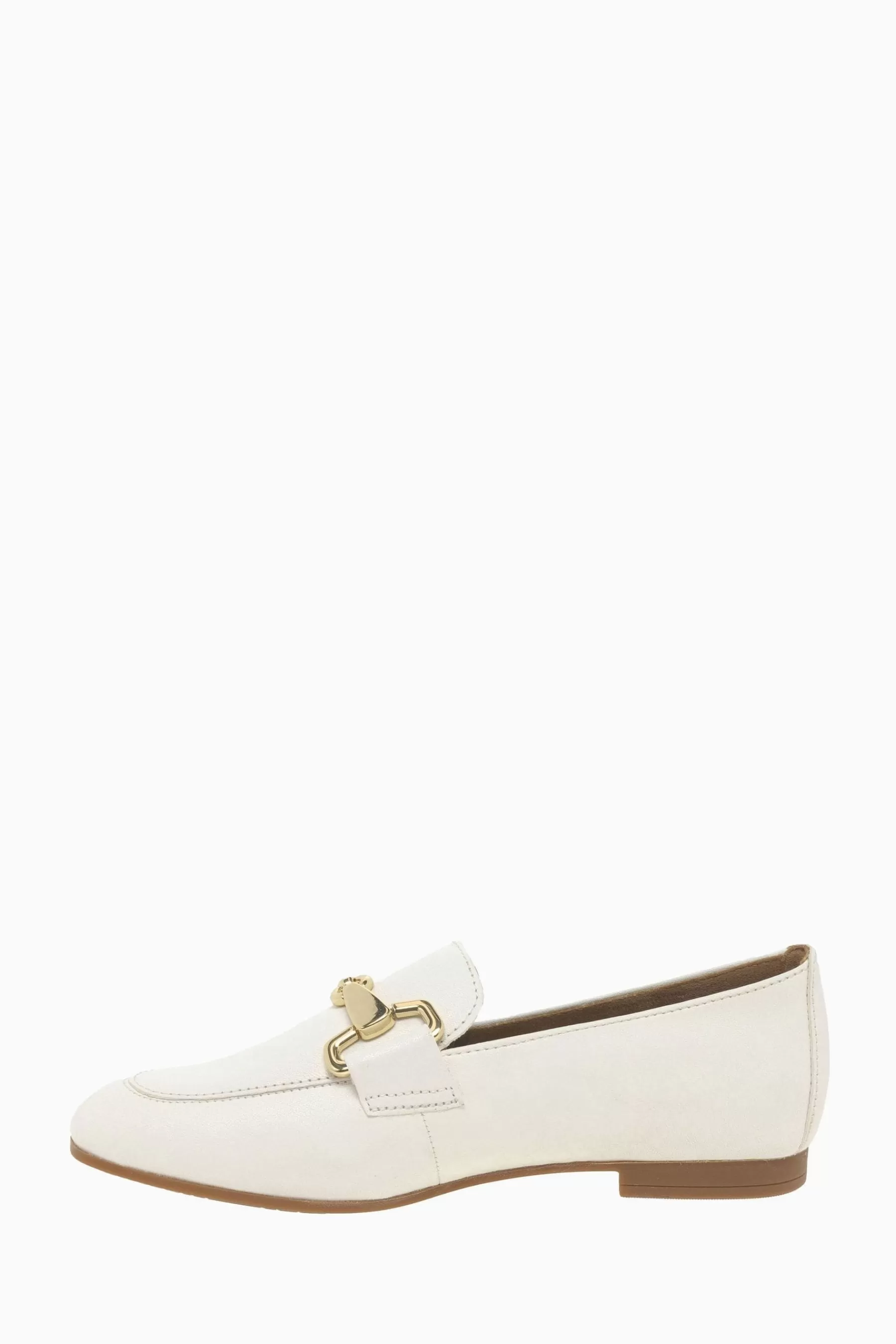 Gabor Flat- Jangle Latte Leather Loafer Shoes White