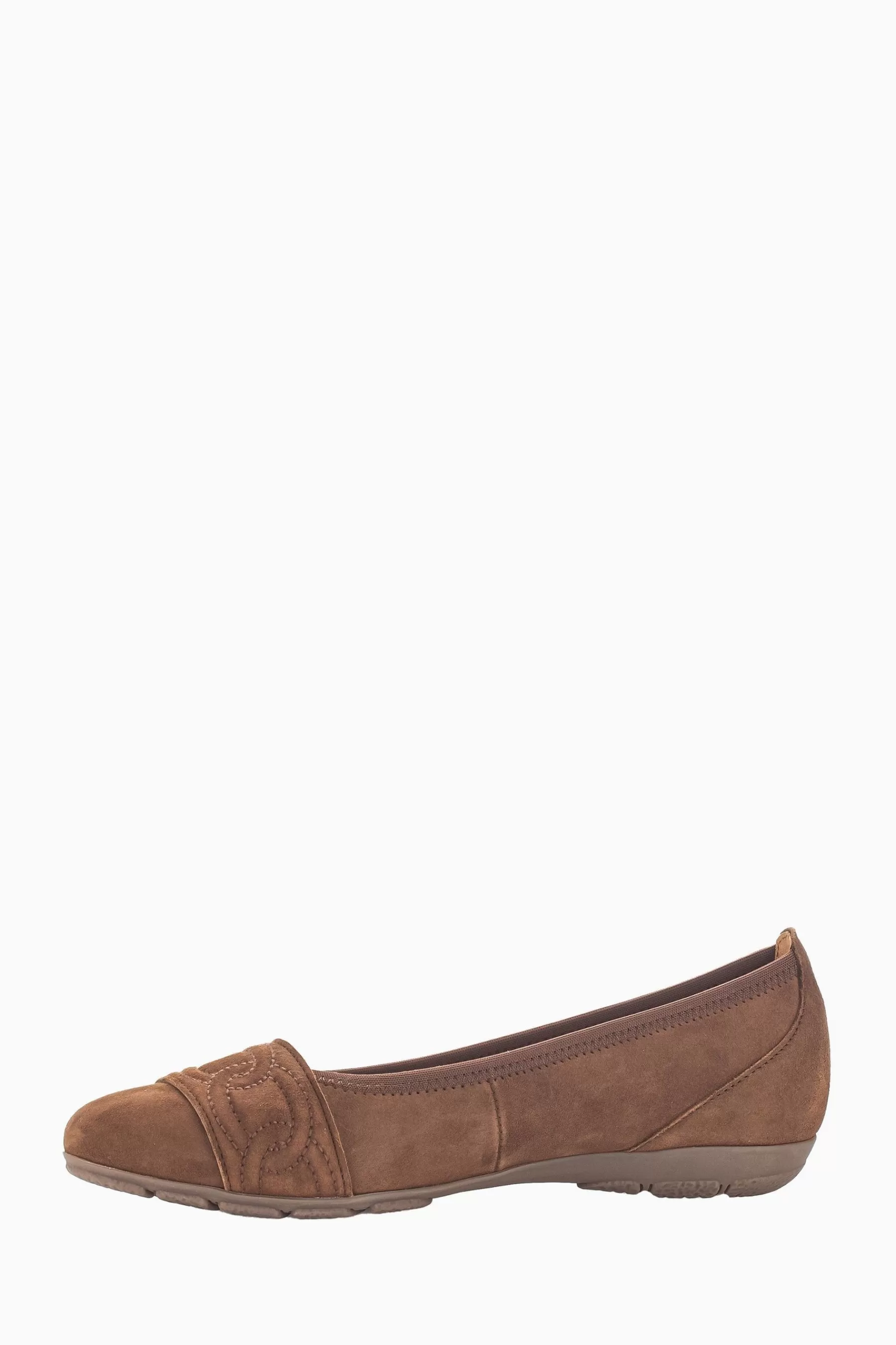 Gabor Flat- Resemblance Whisky Suede Ballerina Shoes Brown