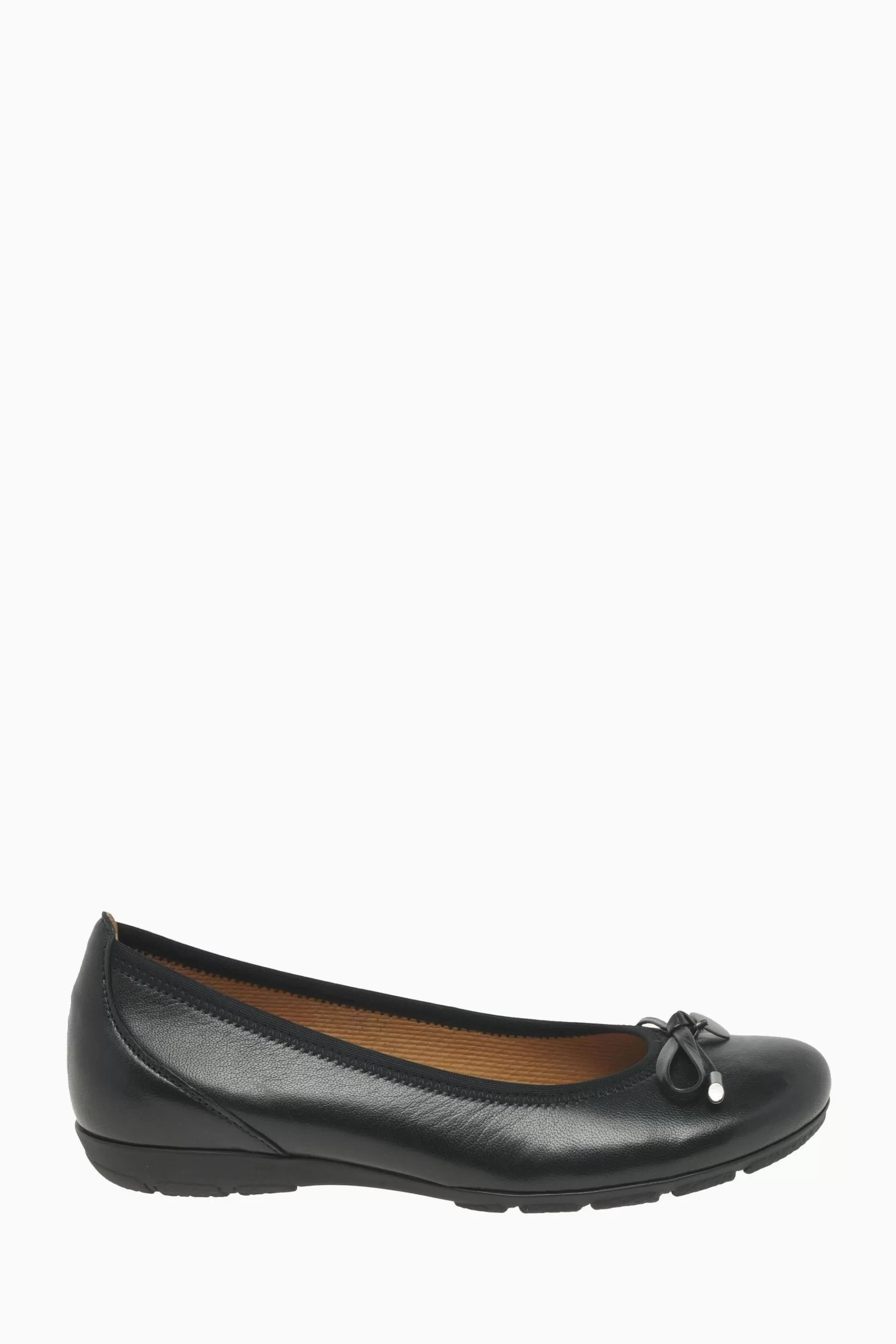 Gabor Flat | Ring Leather Ballerina Shoes Black