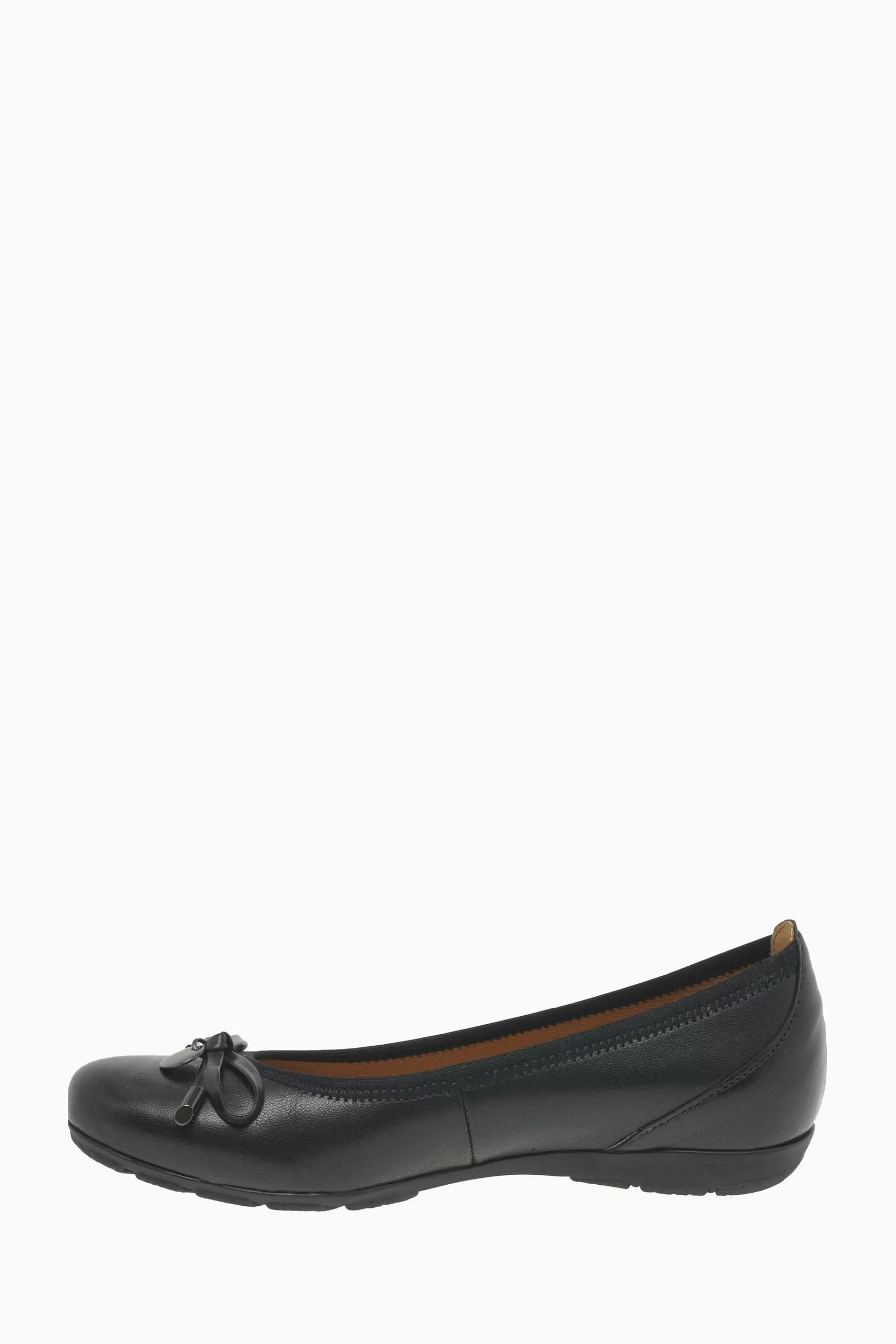 Gabor Flat | Ring Leather Ballerina Shoes Black