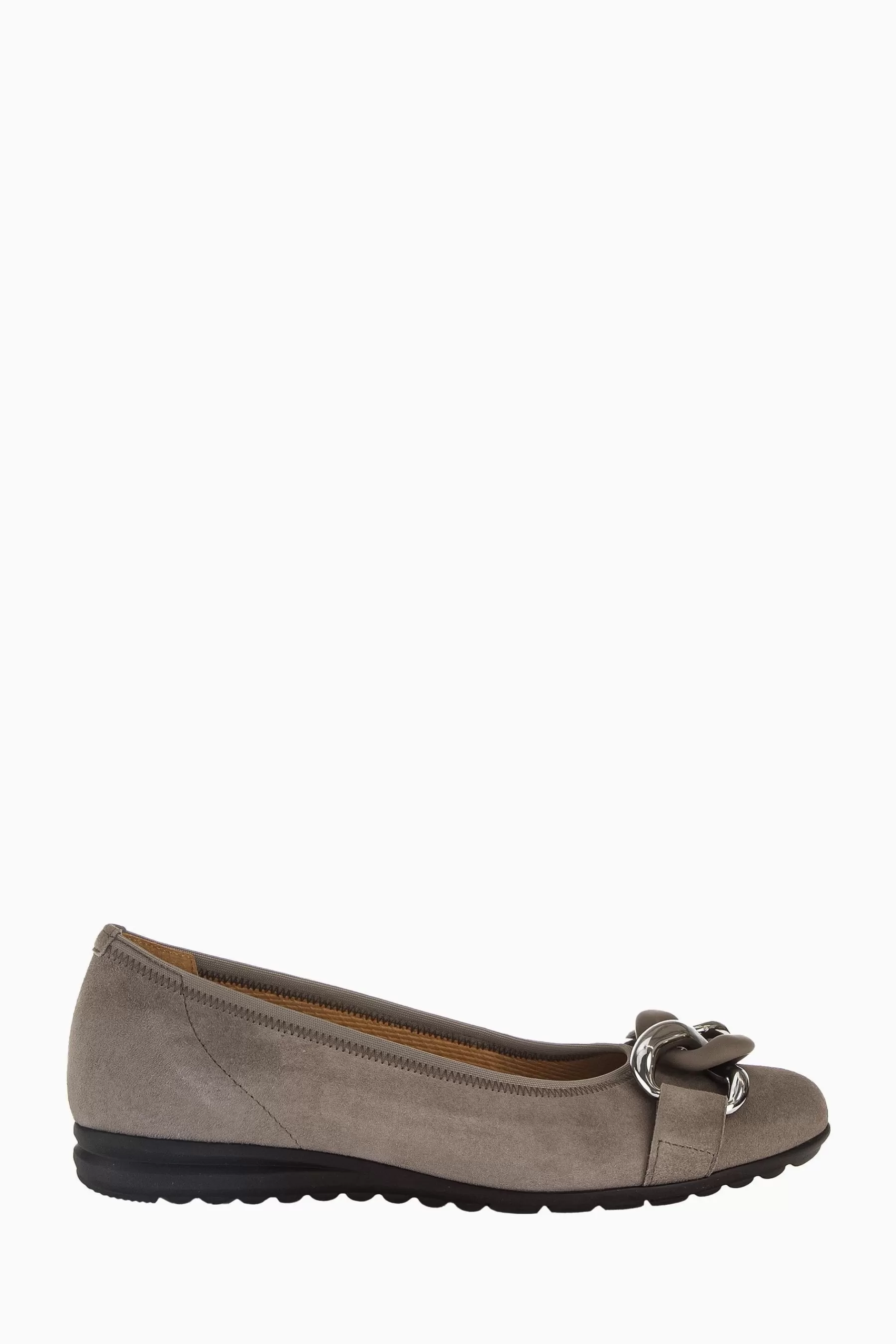 Gabor Flat- Sabia Fumo Suede Ballerina Style Shoes Brown