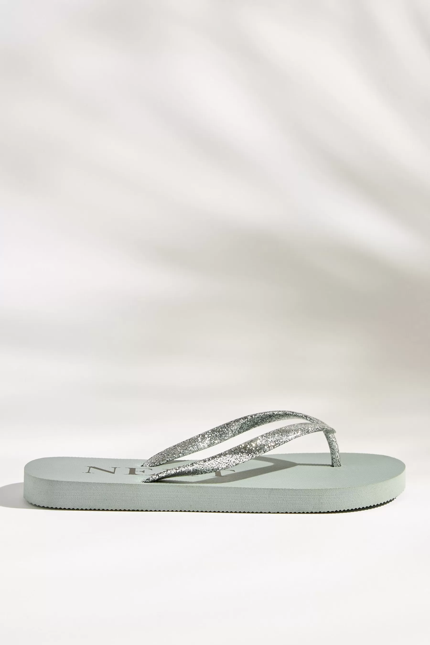 Next Sandals-Glitter Beach Flip Flops Silver