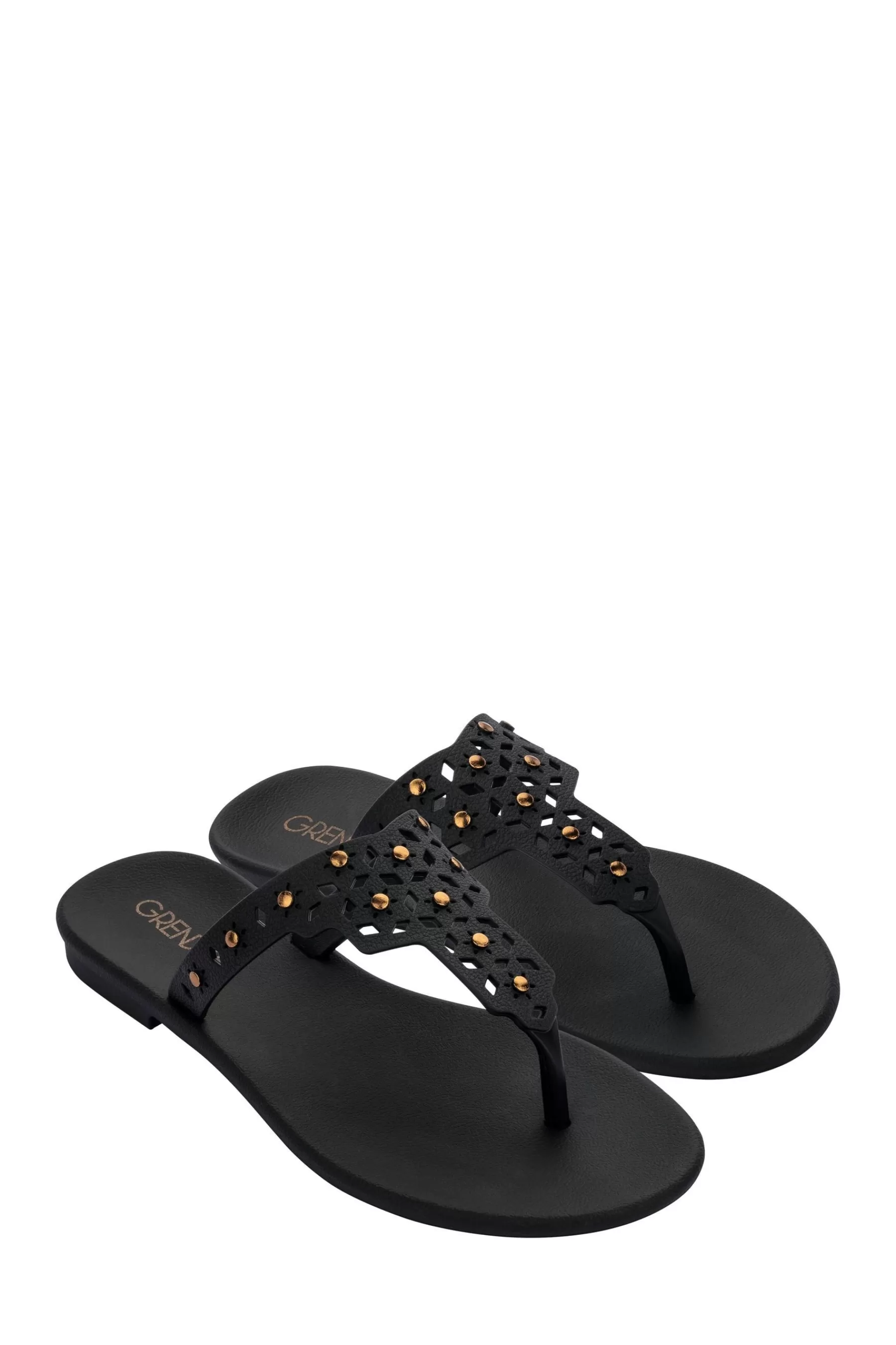 Grendha Sandals- Boho Thong Sandals Black