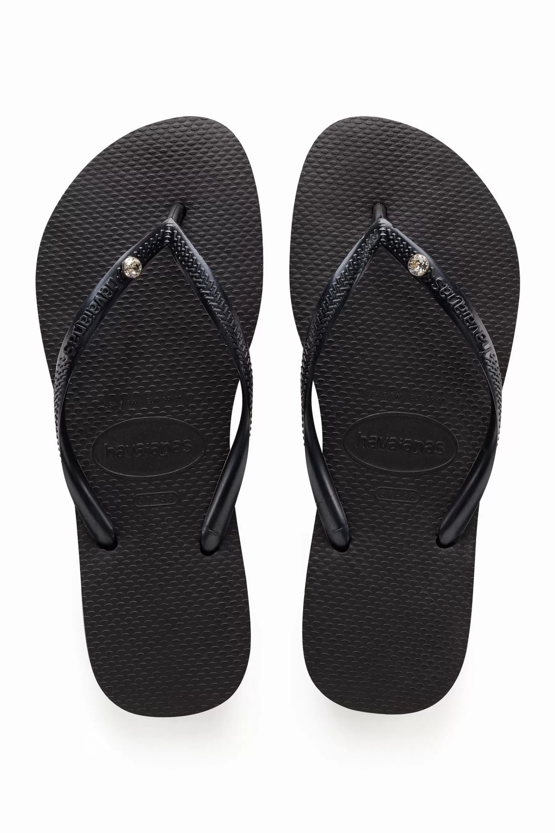 Havaianas Sandals | Pink Slim Crystal Sandals Black