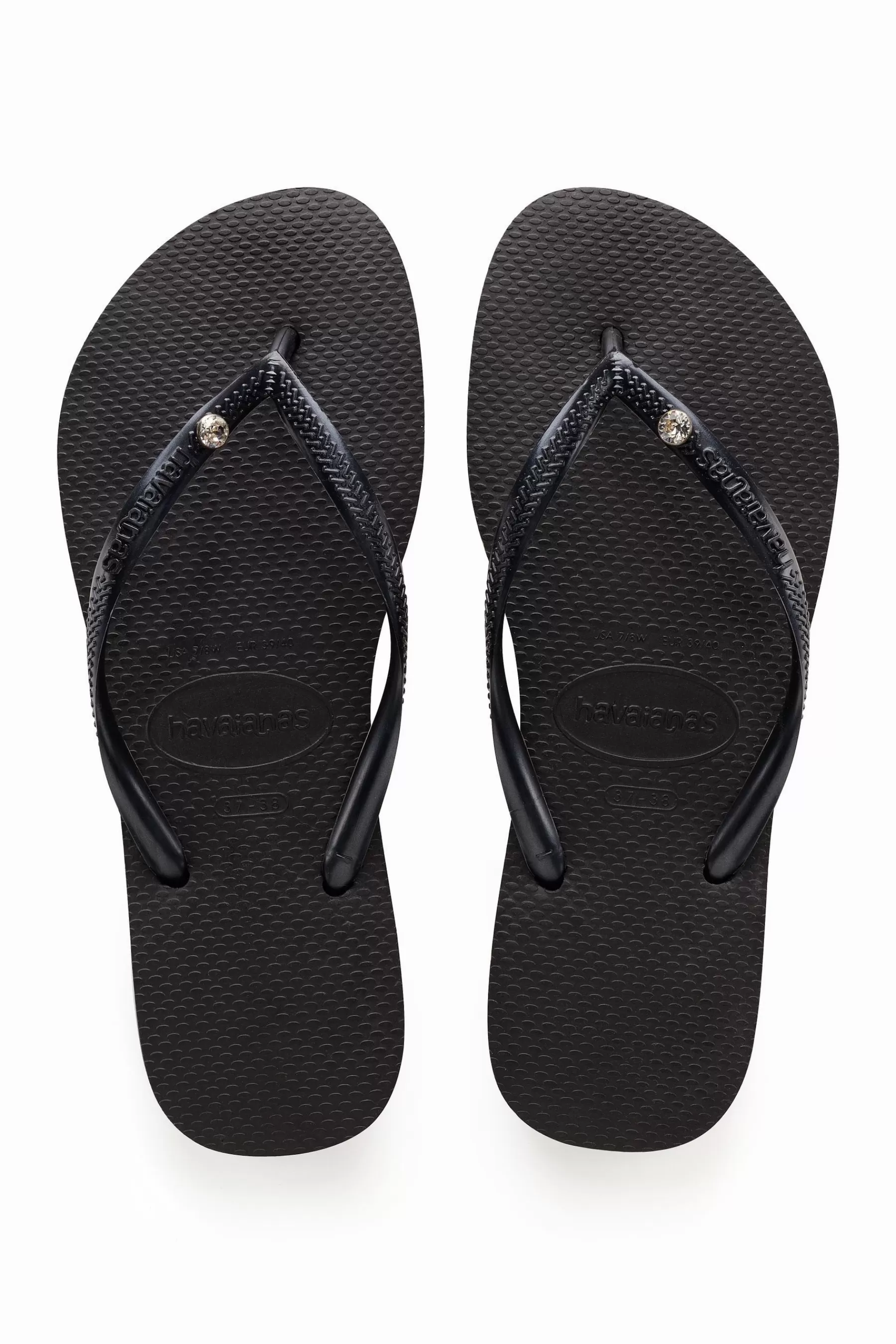 Havaianas Sandals | Pink Slim Crystal Sandals Black