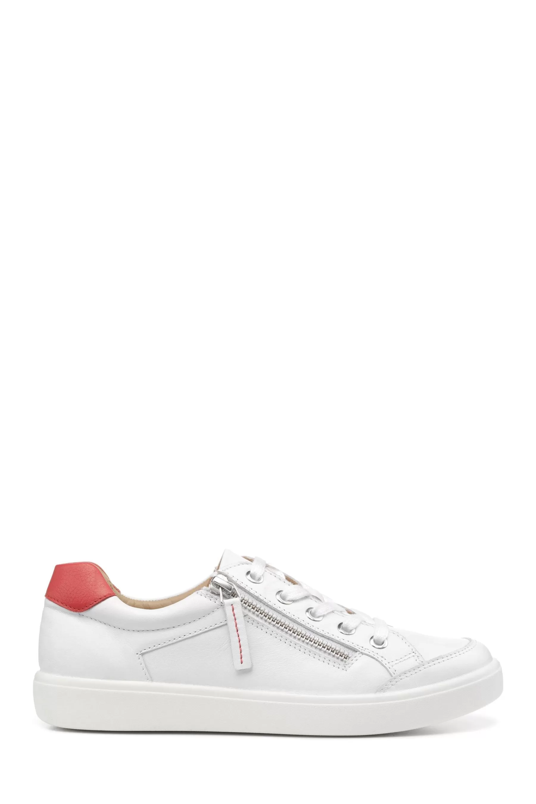 Hotter Flat- Chase Ii Lace Up/Zip Wide Fit Shoes White