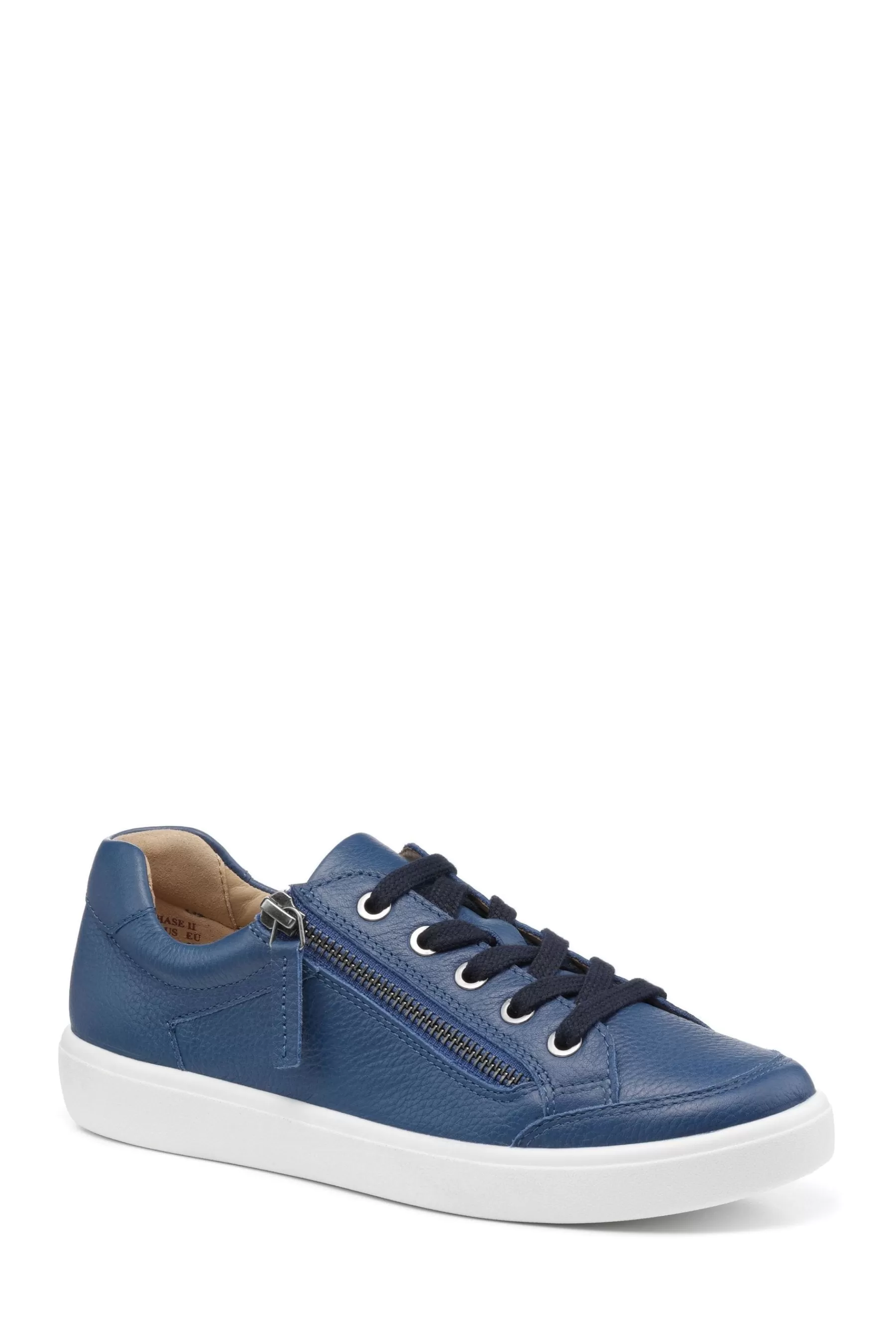 Hotter Flat- Chase Ii Lace Up/Zip Wide Fit Shoes Blue