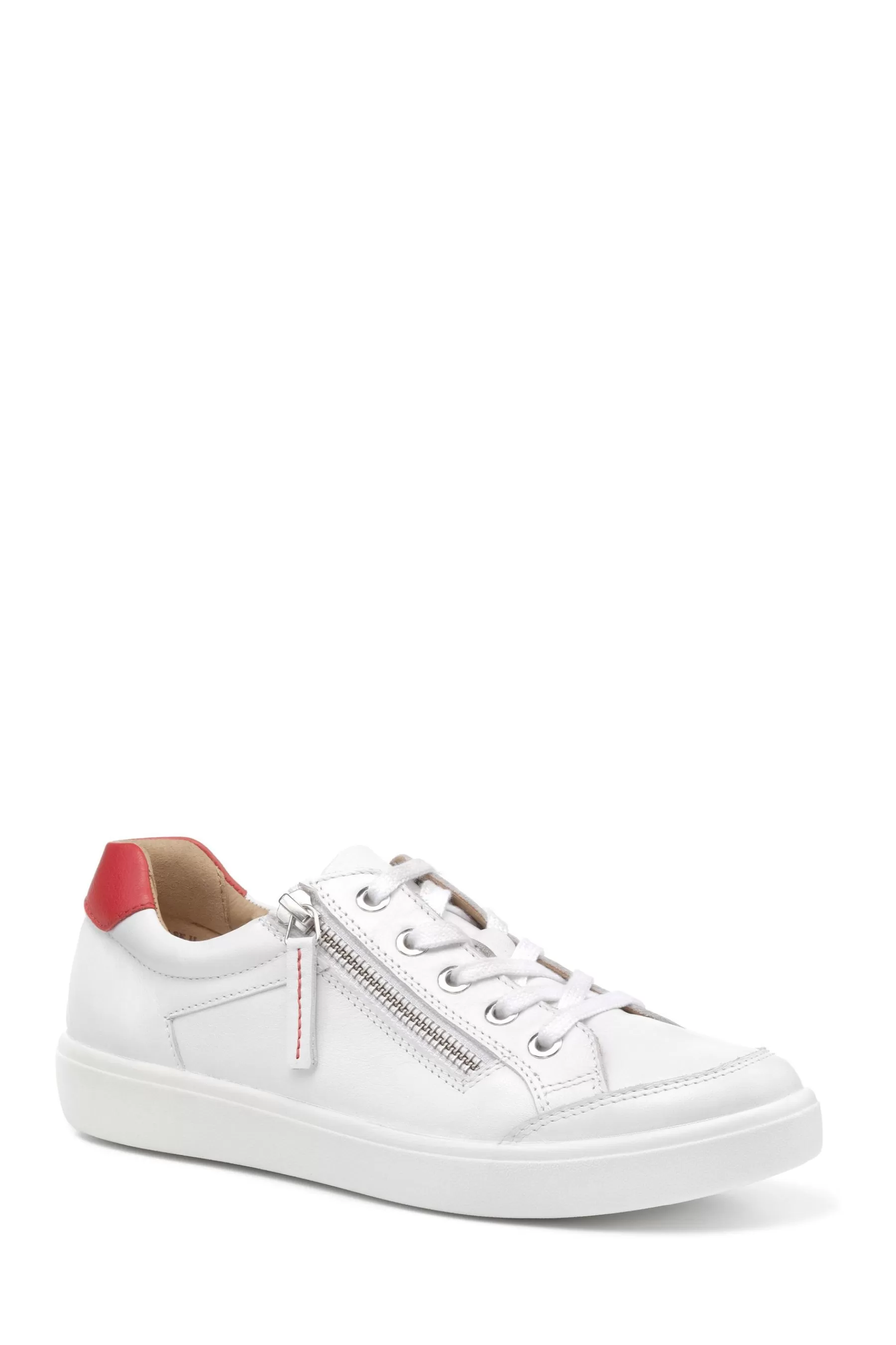 Hotter Flat- Chase Ii Lace Up/Zip Wide Fit Shoes White