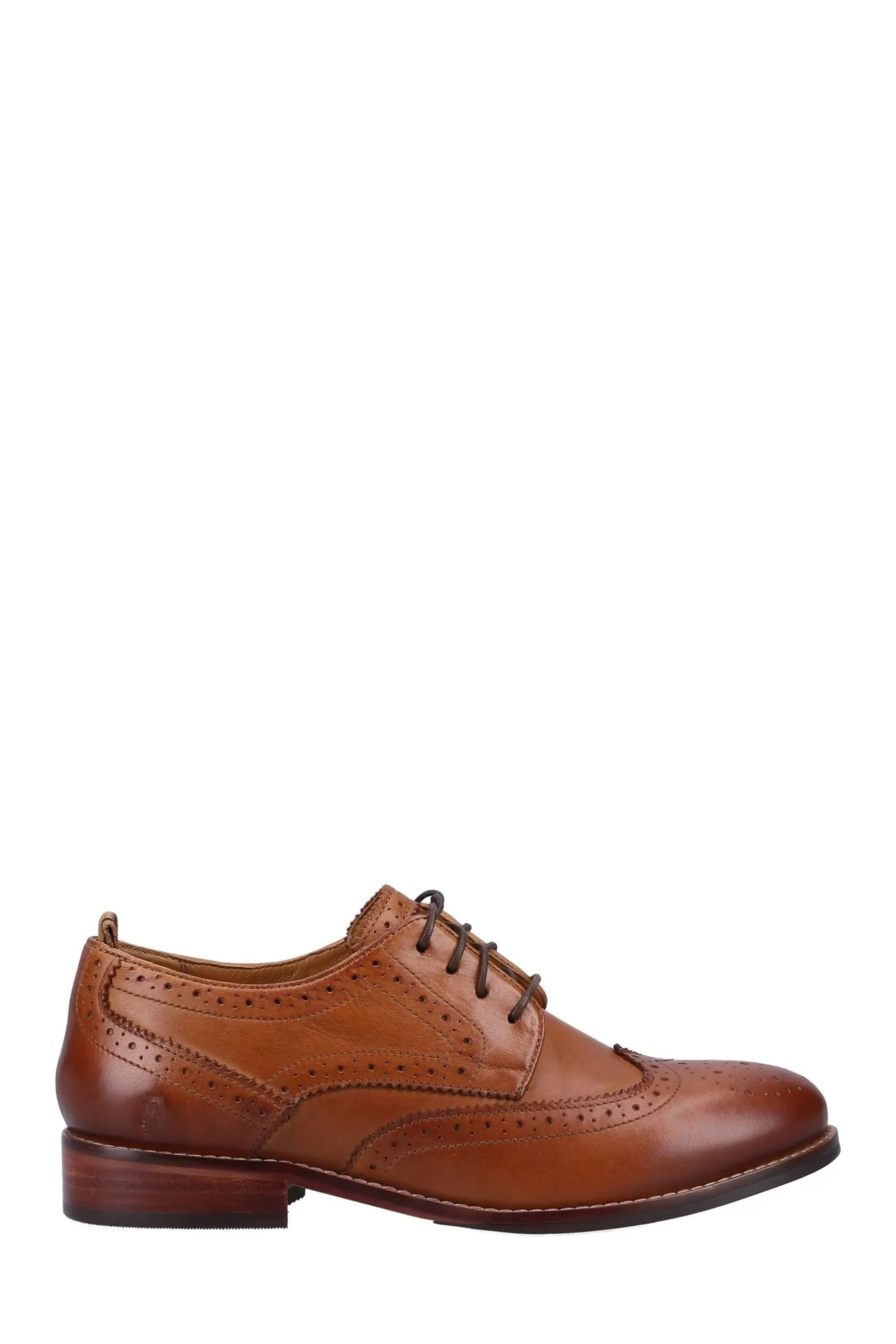 Hush Puppies Flat- Natalia Blue Brogues Natural