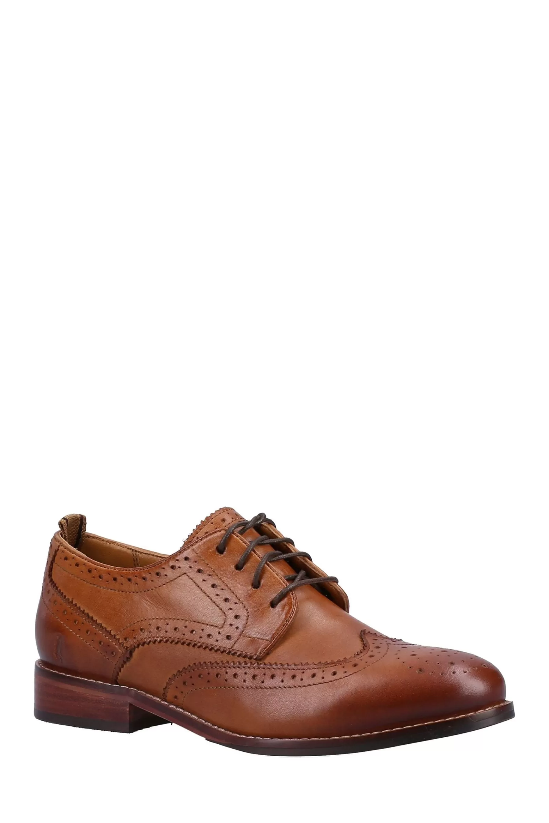 Hush Puppies Flat- Natalia Blue Brogues Natural