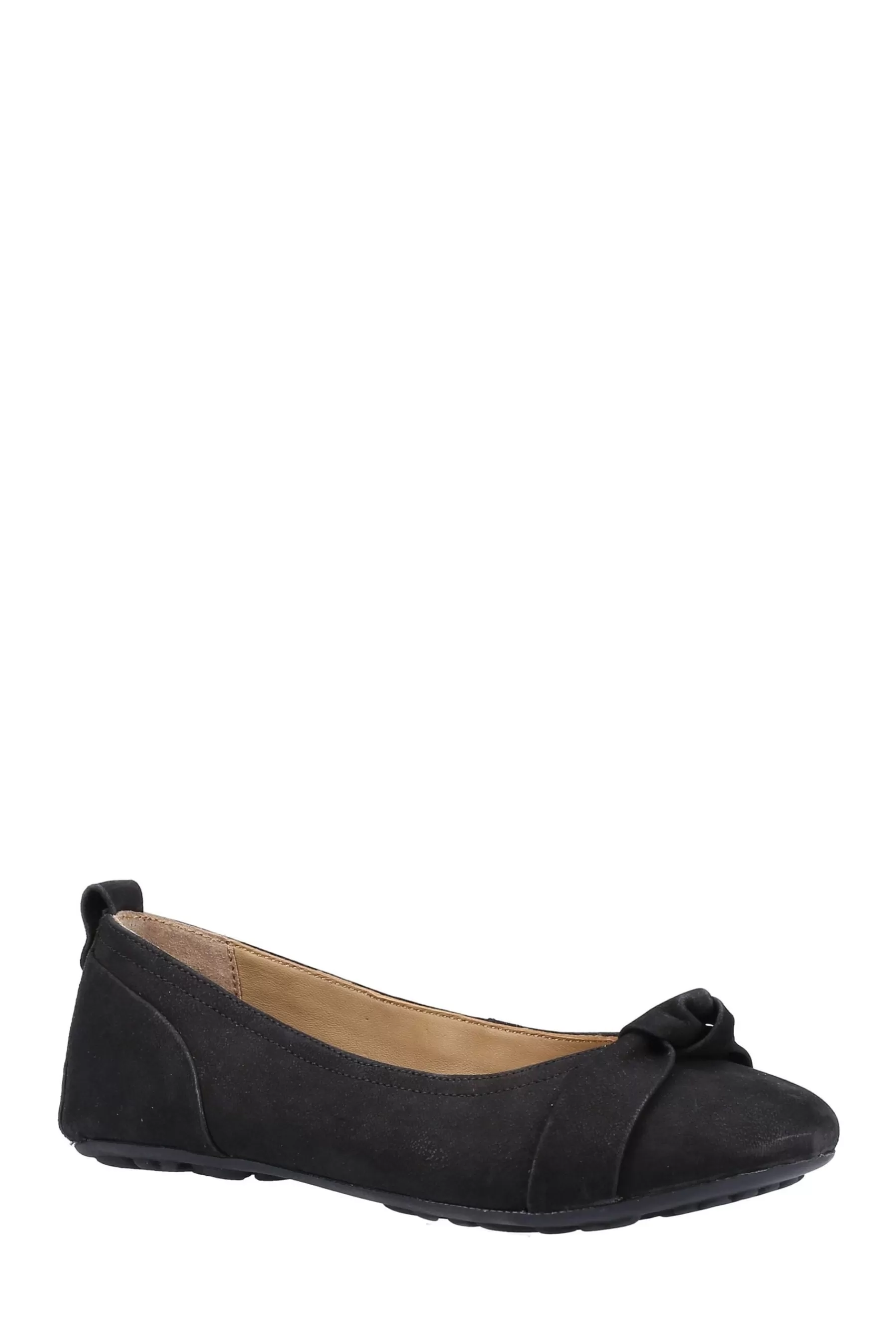 Hush Puppies Flat- Tan Brown Jada Knot Ballerinas Black