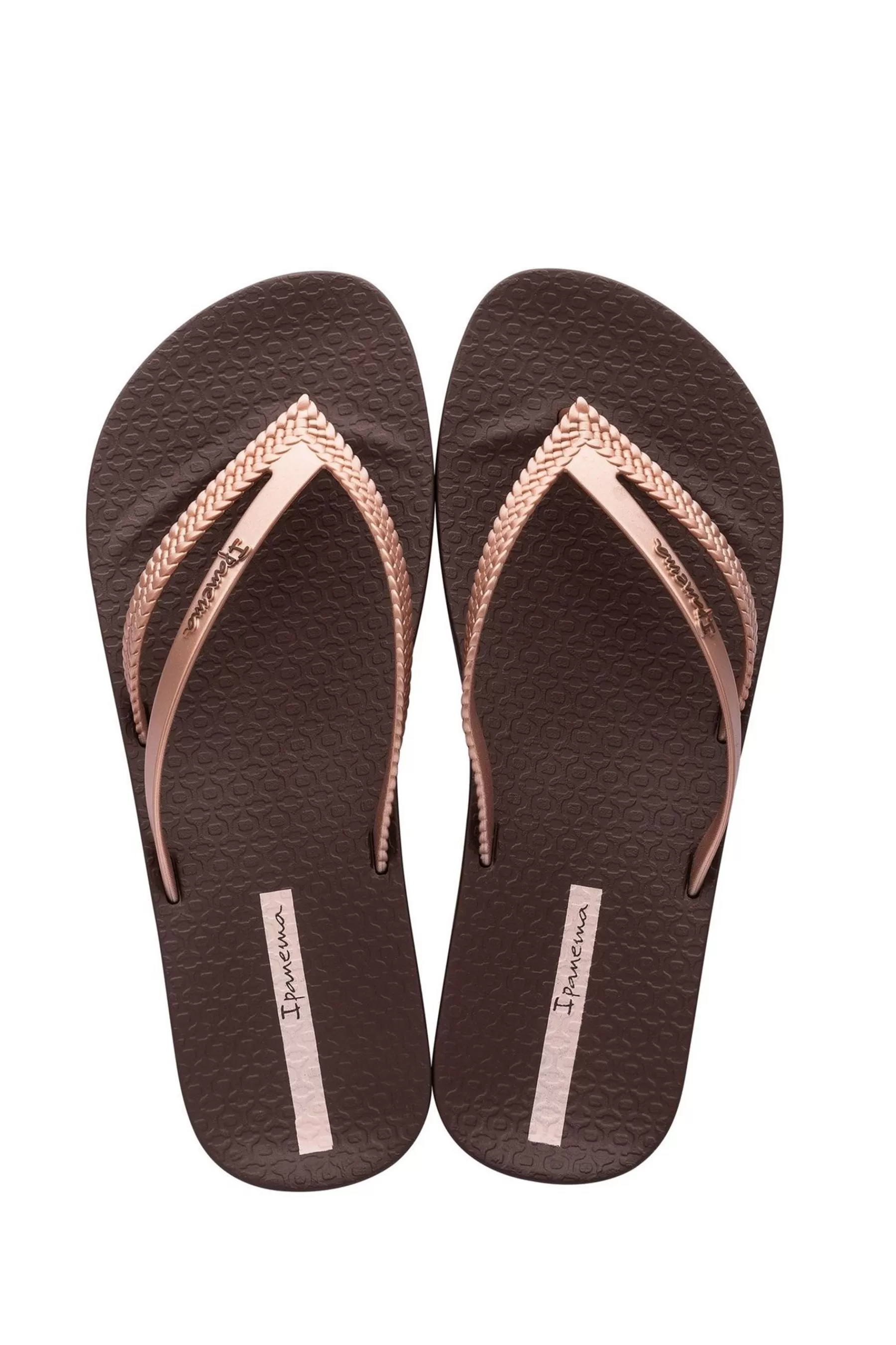 Ipanema Sandals- Double Strap Wedged Flip Flops Brown