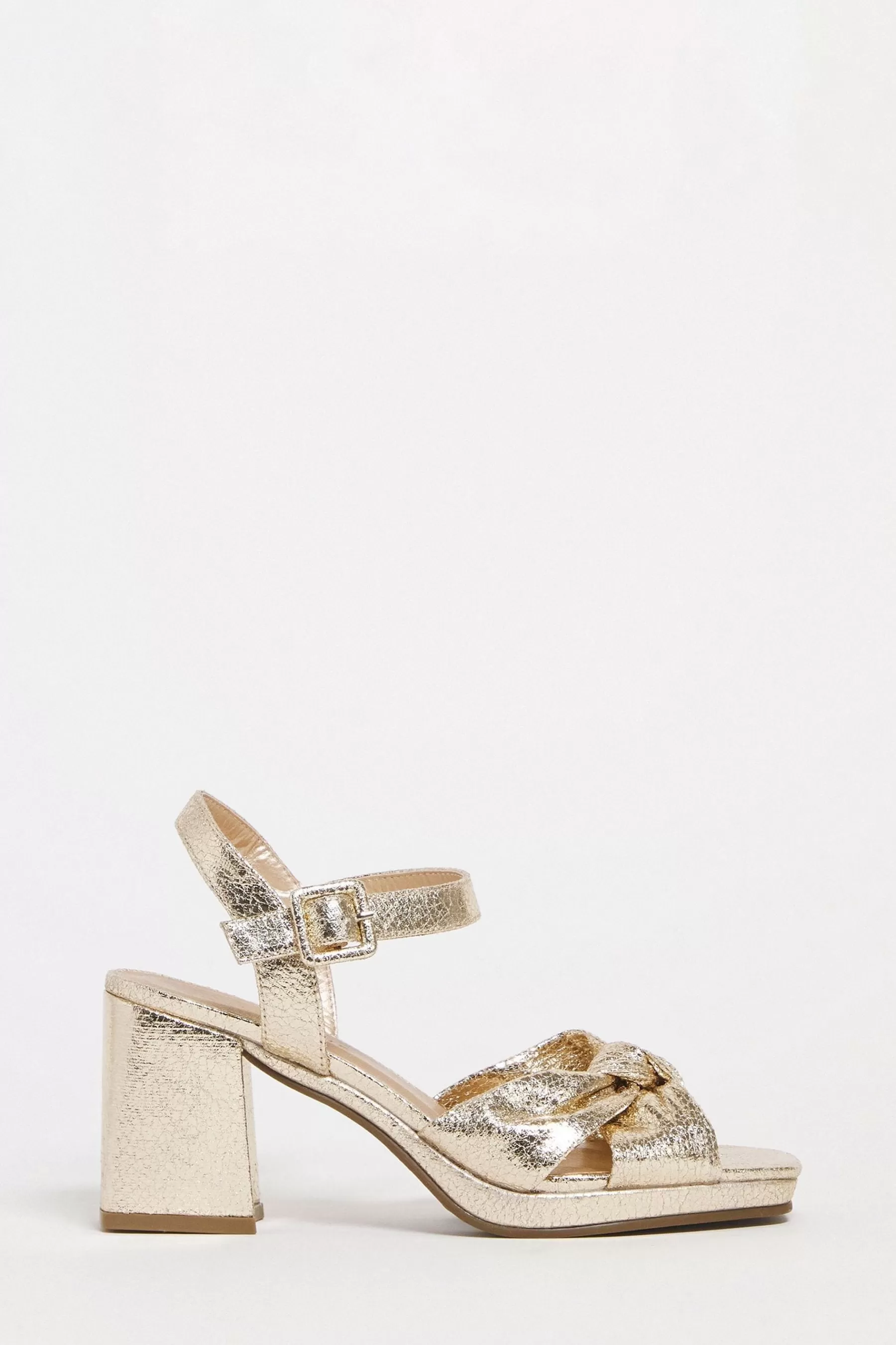 JD Williams Sandals | Knotted Vamp Wedge Sandals In Wide Fit Gold