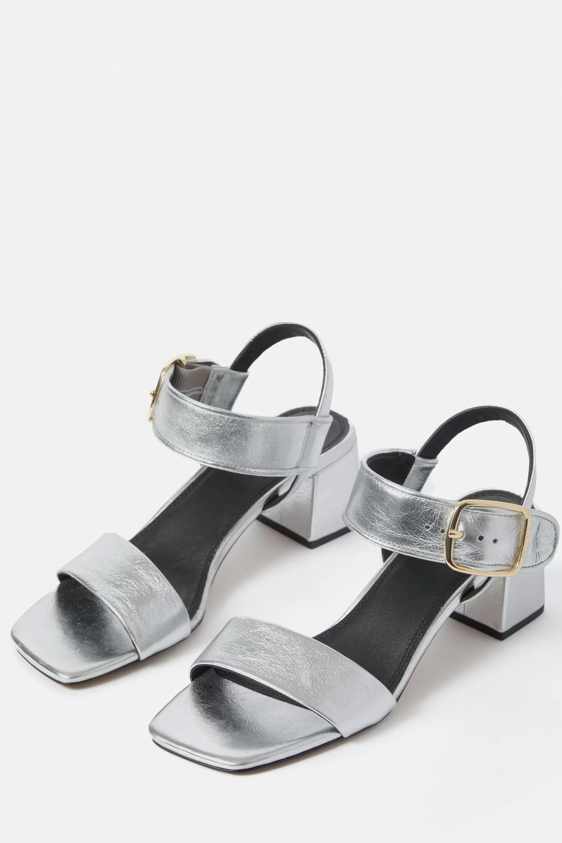 Jigsaw Sandals | Maybell Metallic Heeled Sandals Silver