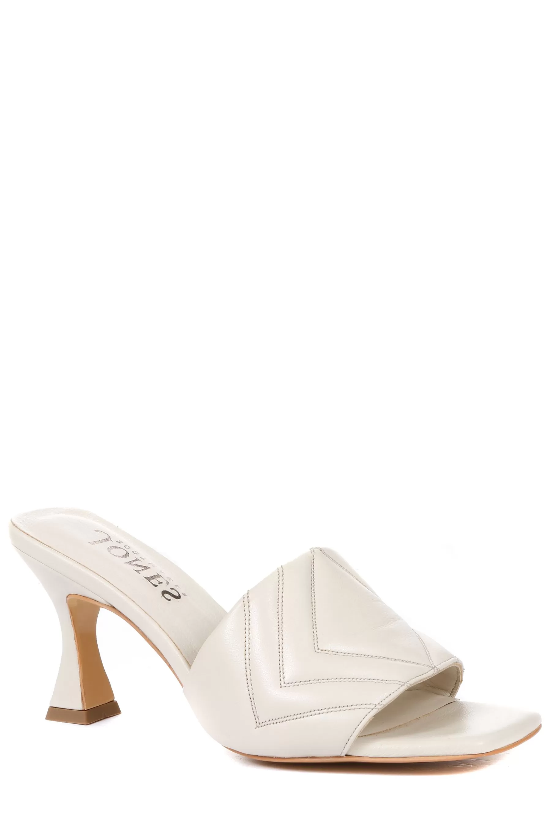 Jones Bootmaker Sandals | Bianka Quilted Leather Heeled Mules Cream