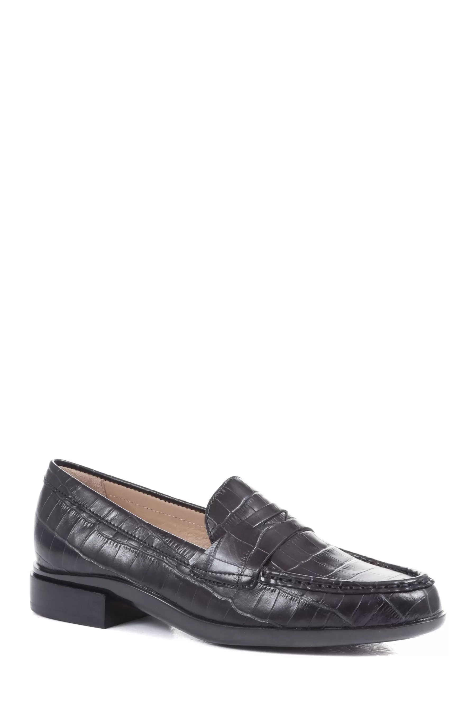 Jones Bootmaker Flat- Gessa Leather Penny Loafers Black