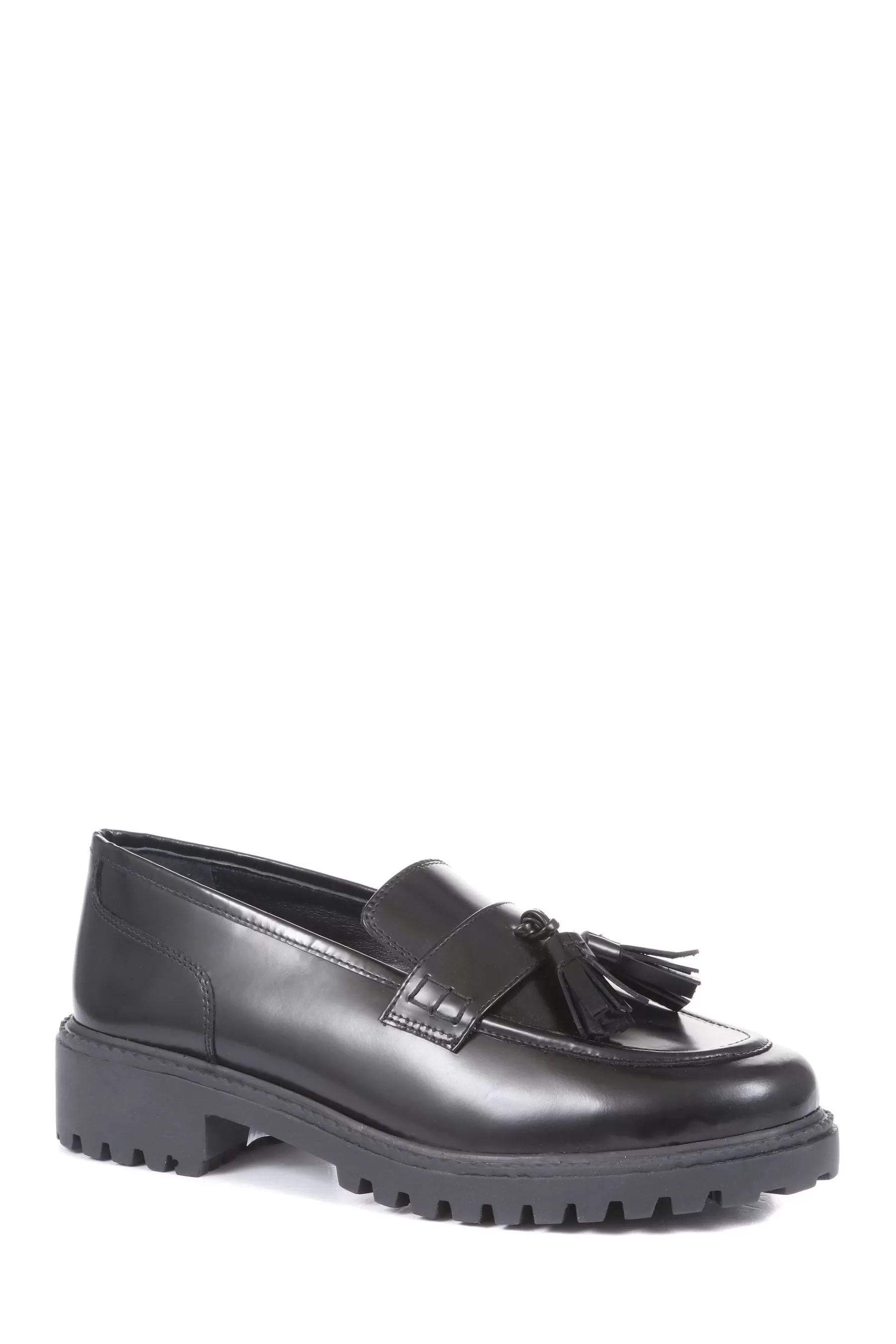 Jones Bootmaker Flat- Love Chunky Leather Loafers Black