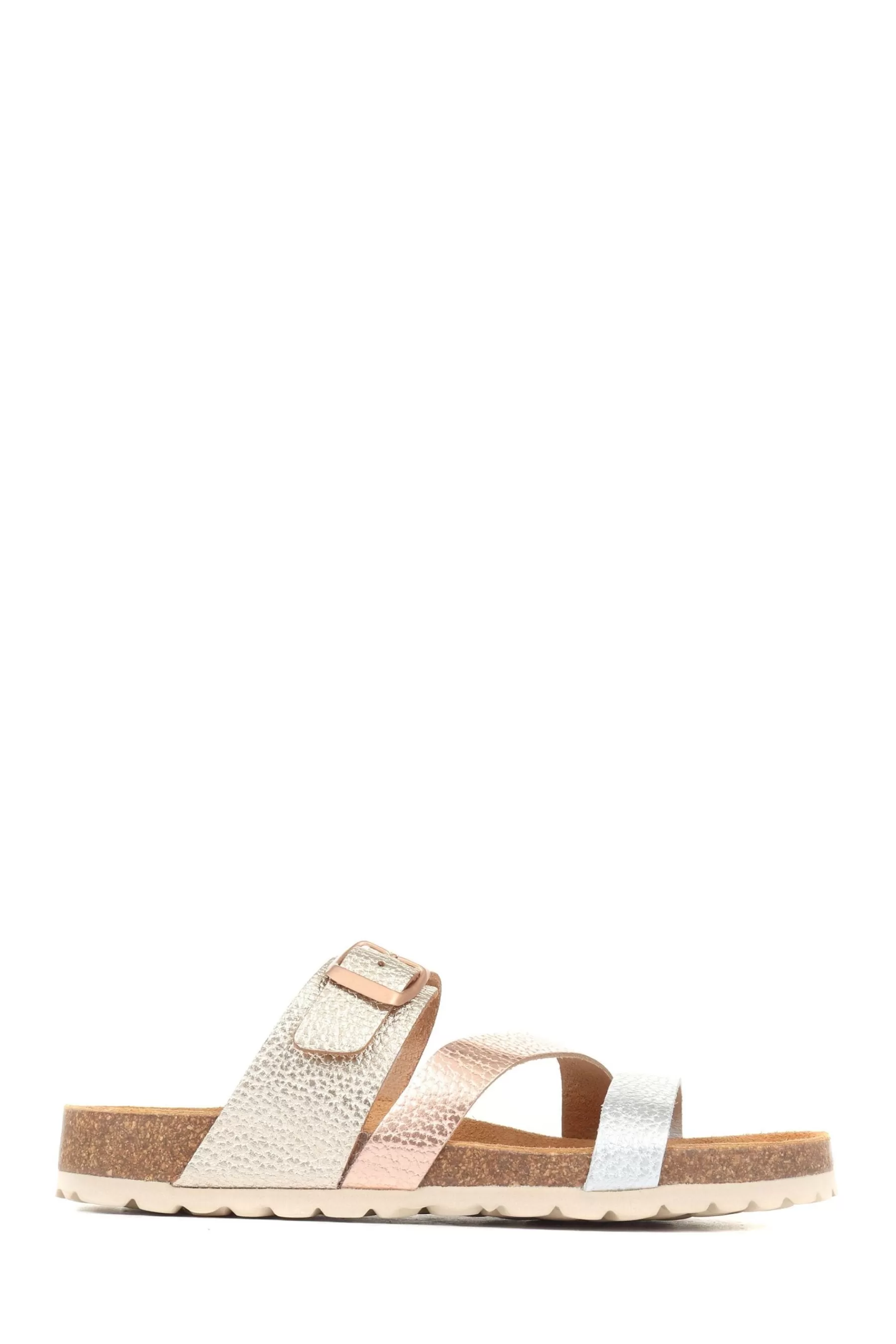 Jones Bootmaker Sandals | Metallic Tabatha Leather Mule Sandals Grey