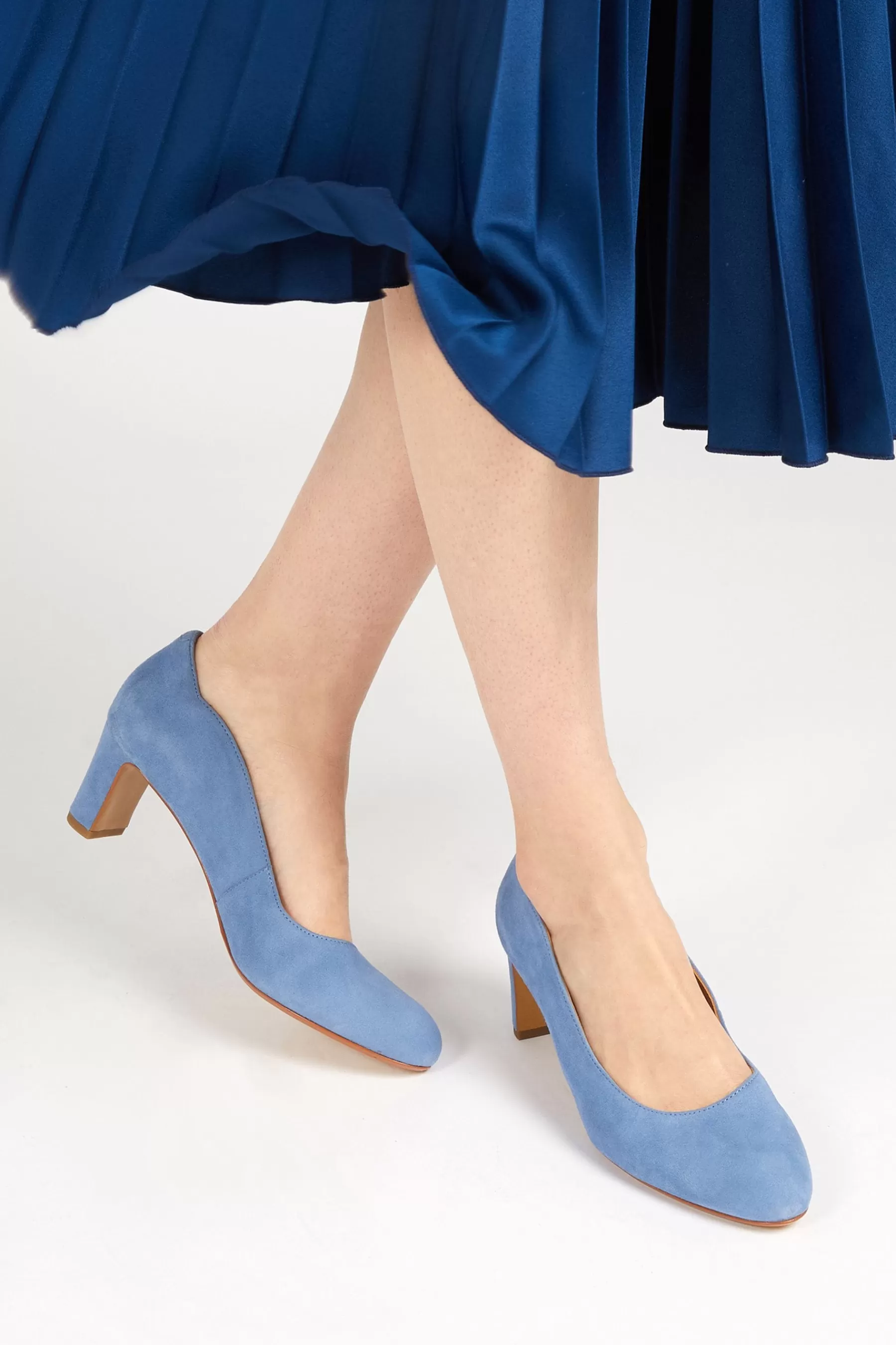 Jones Bootmaker Heels- Zoey Leather Court Shoes Blue