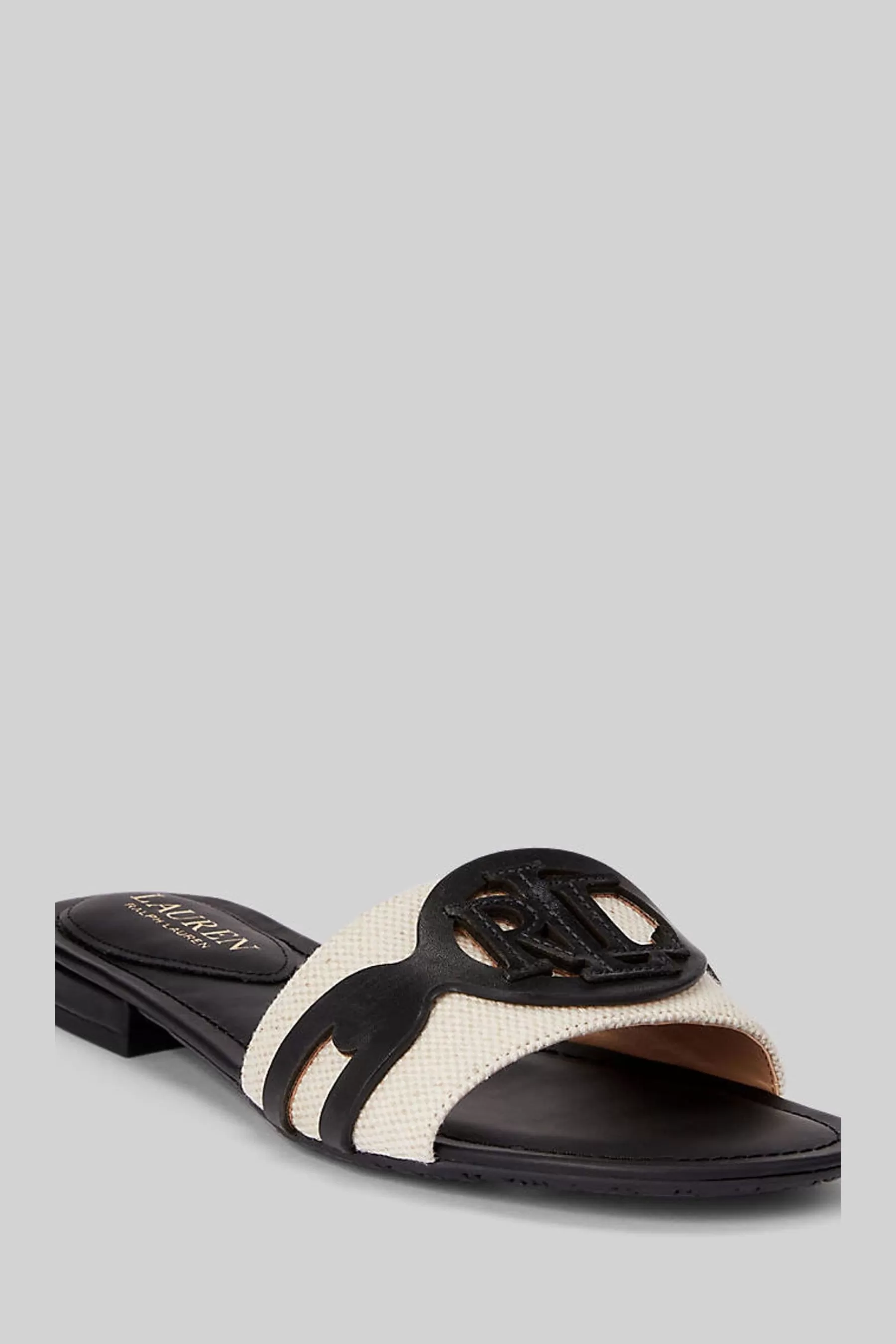 Lauren Ralph Lauren Sandals | Alegra Canvas Leather Sliders Black