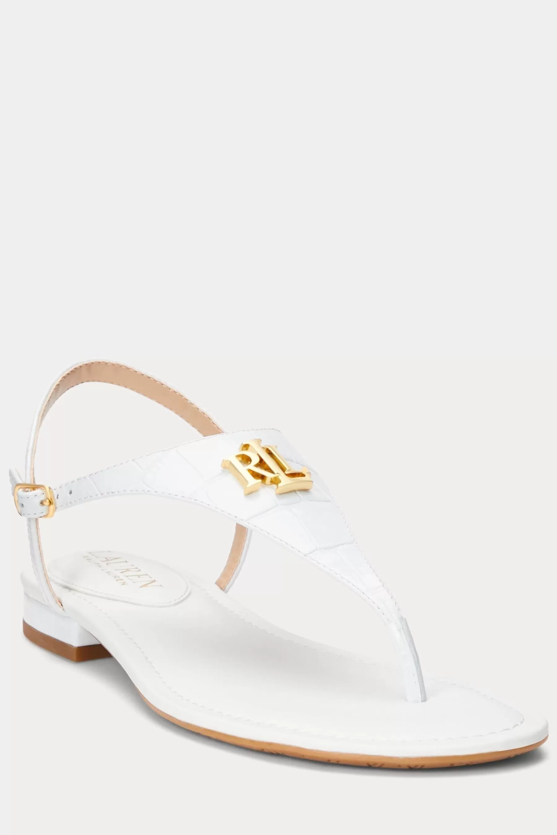 Lauren Ralph Lauren Sandals | Croc Effect Embossed Ellington Sandals White