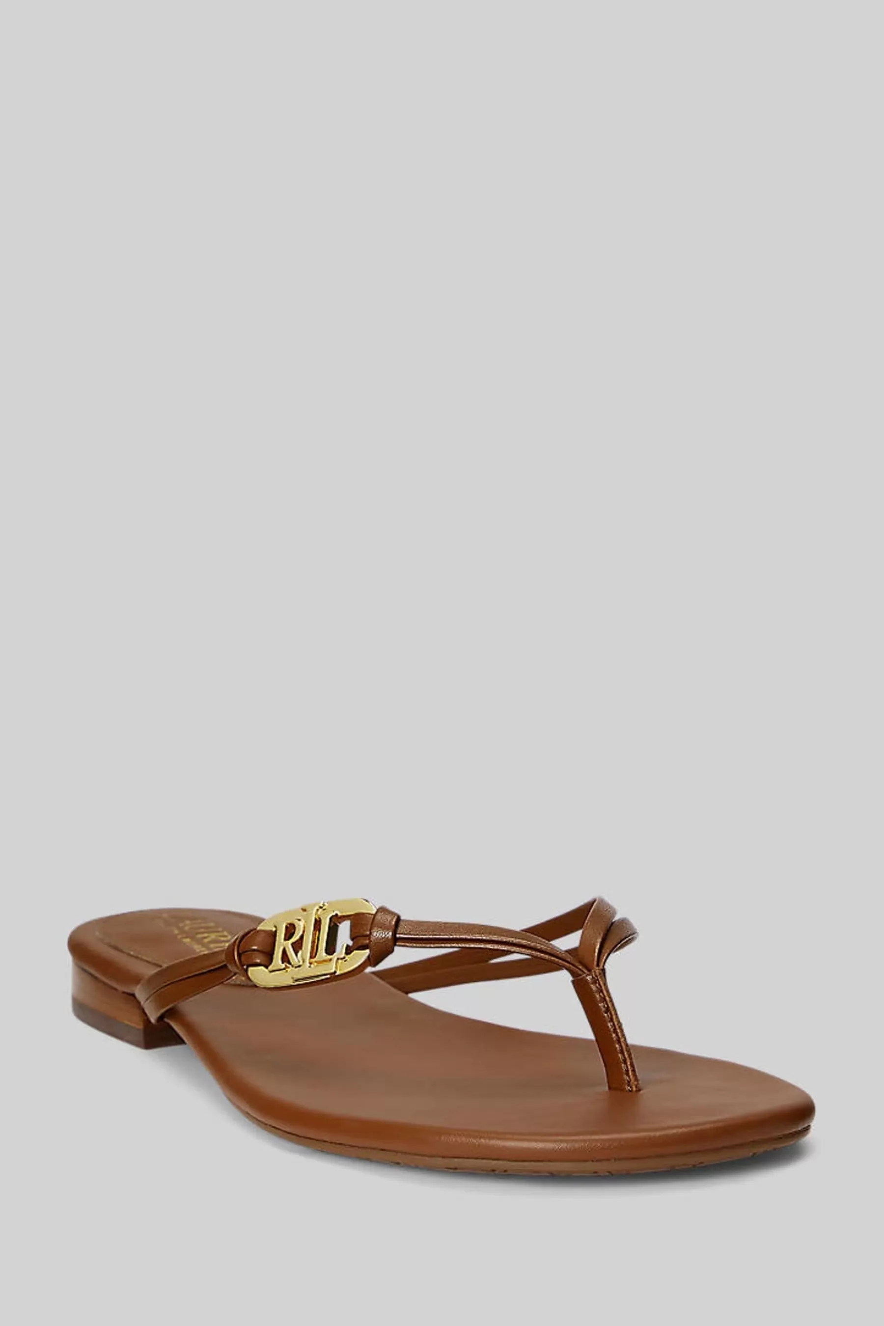 Lauren Ralph Lauren Sandals- Emalia Nappa Leather Flip Flops Tan Brown