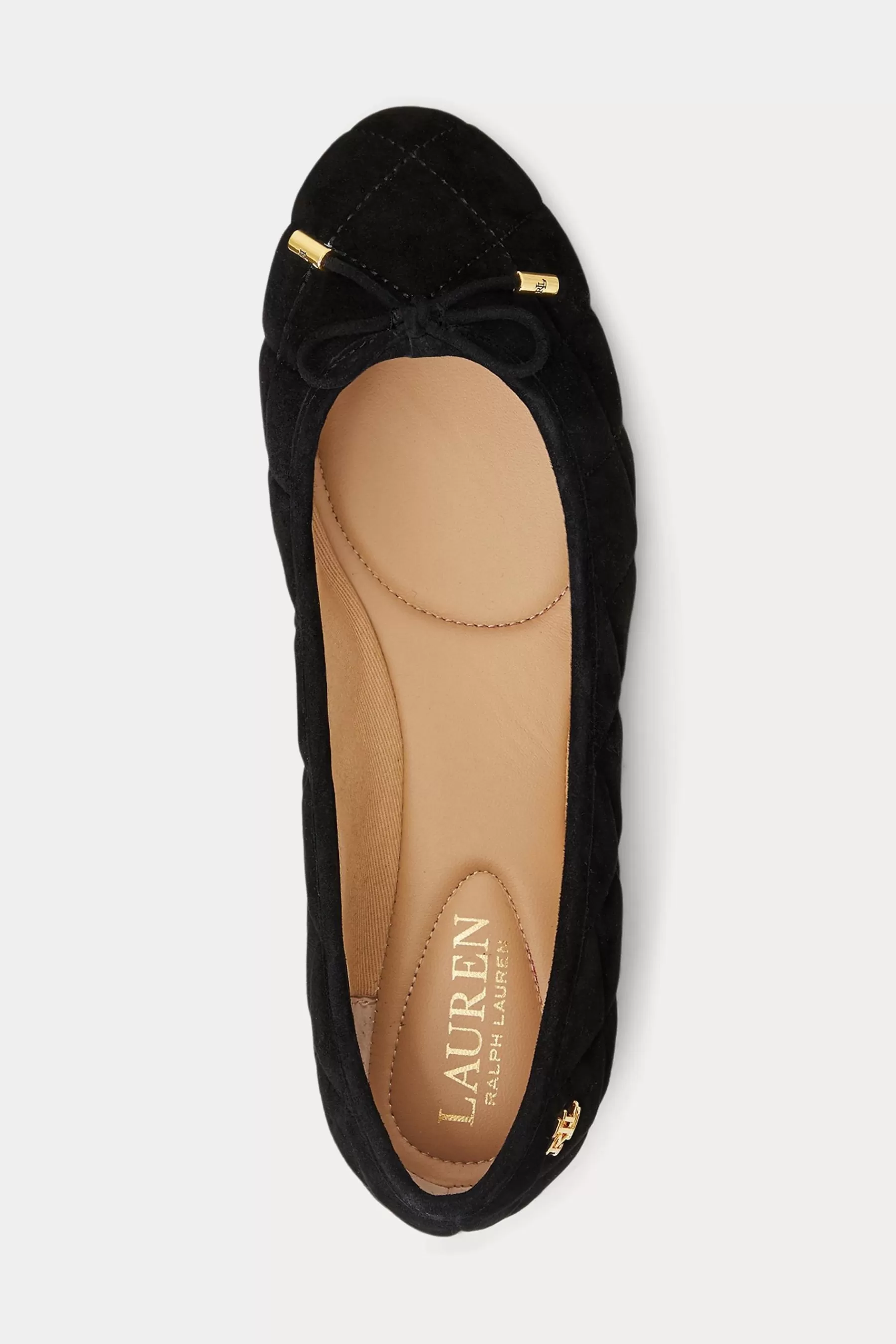 Lauren Ralph Lauren Flat- Jayna Diamond Quilted Suede Ballet Flats Black