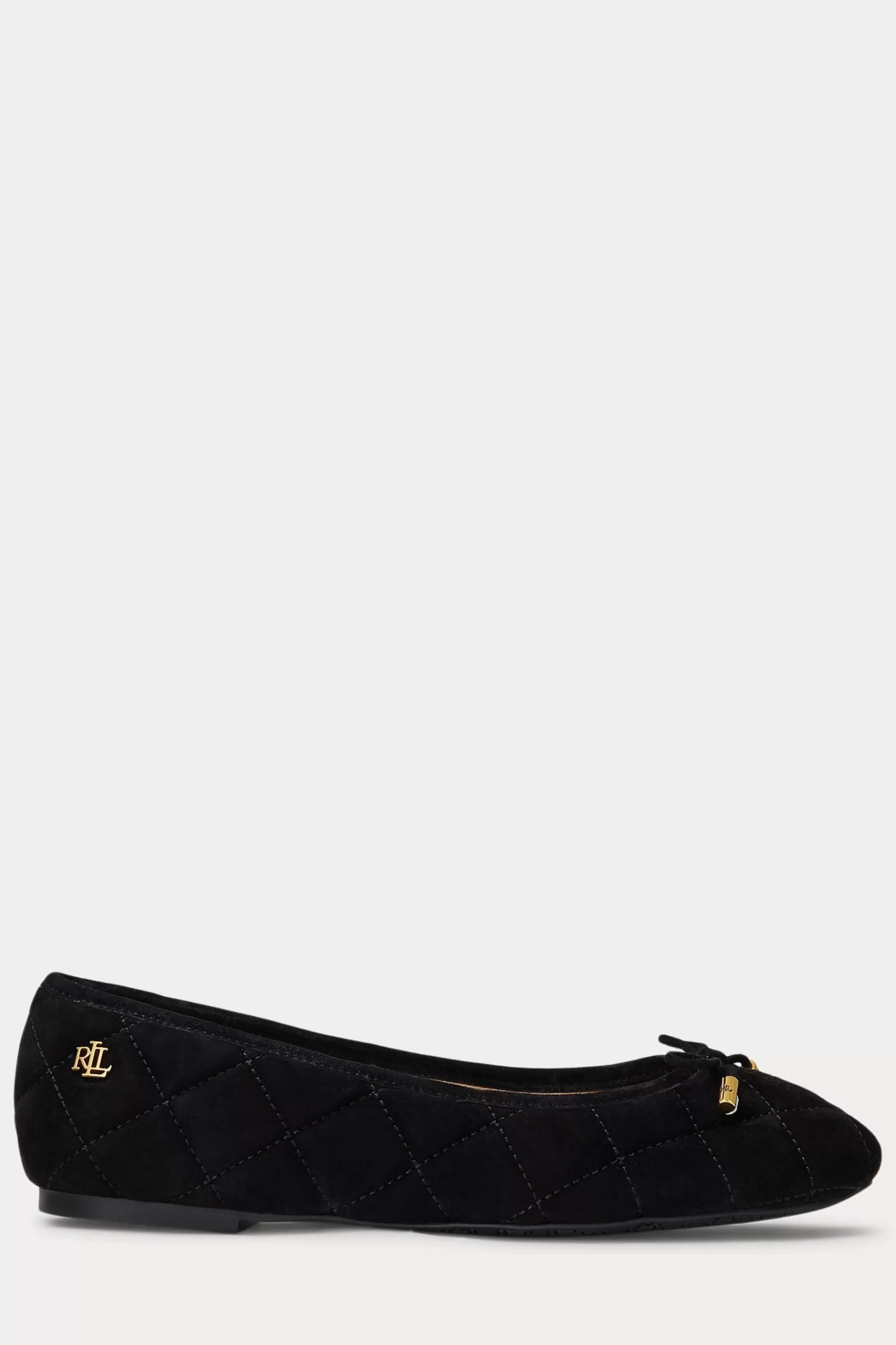 Lauren Ralph Lauren Flat- Jayna Diamond Quilted Suede Ballet Flats Black