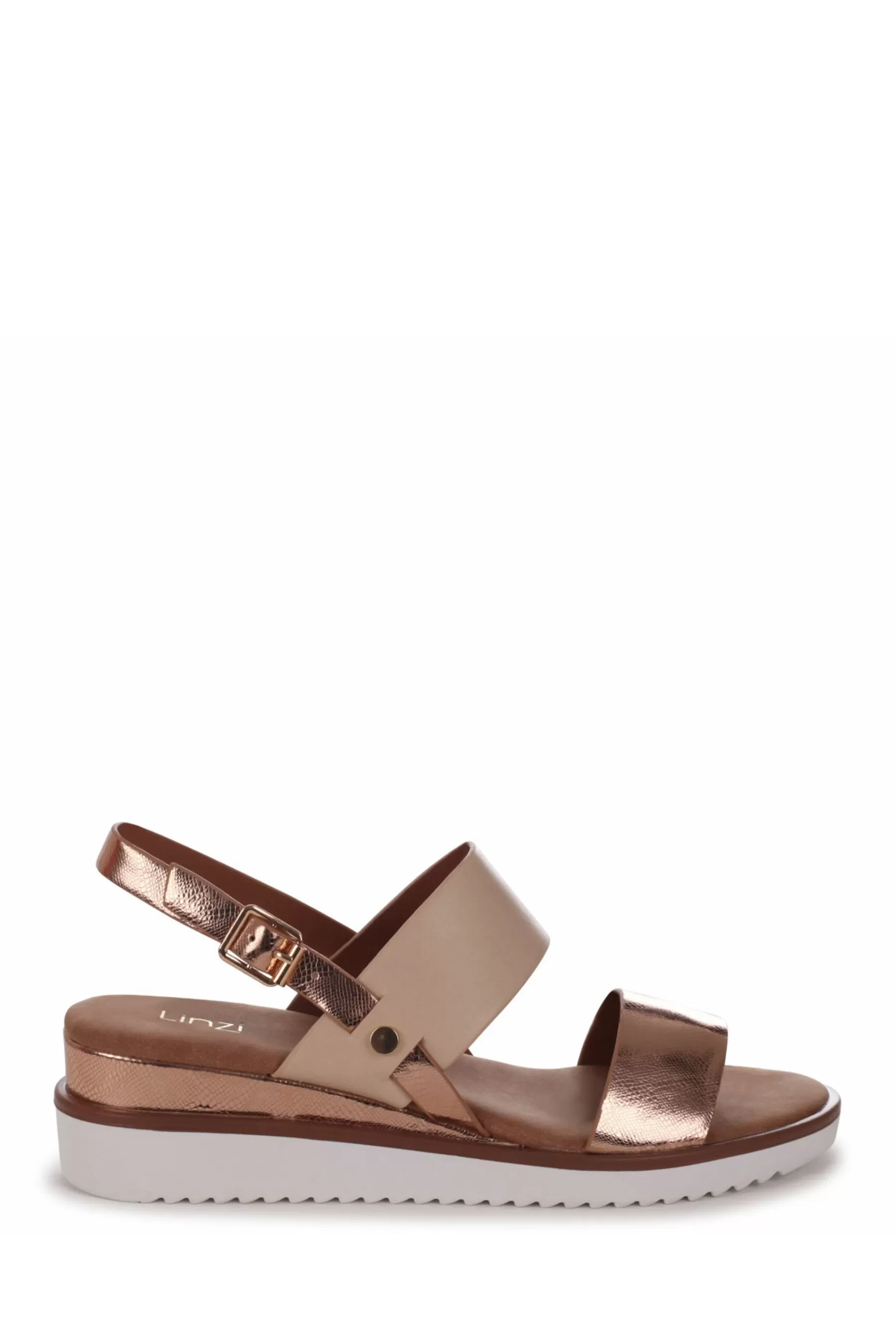 Linzi Sandals | Adriana Slingback Wedged Sandals With Double Front Strap Gold