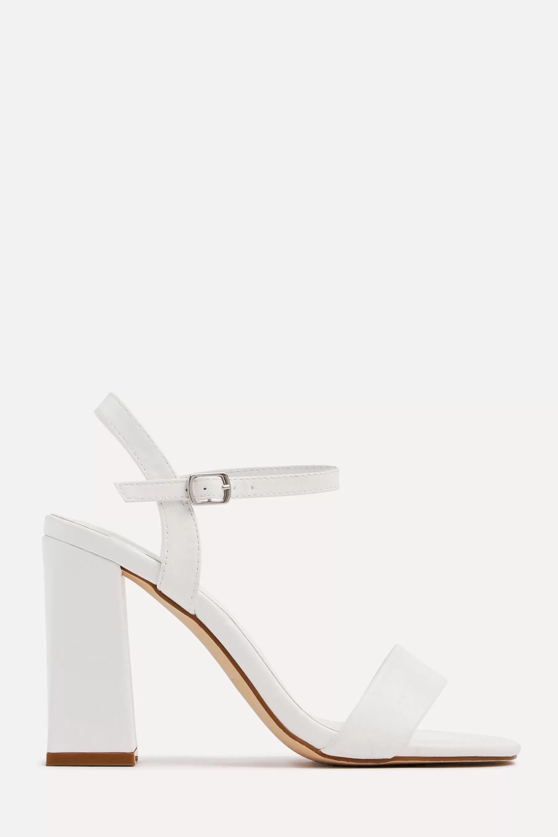 Linzi Sandals- Beverley Square Toe Block Heeled Sandals White