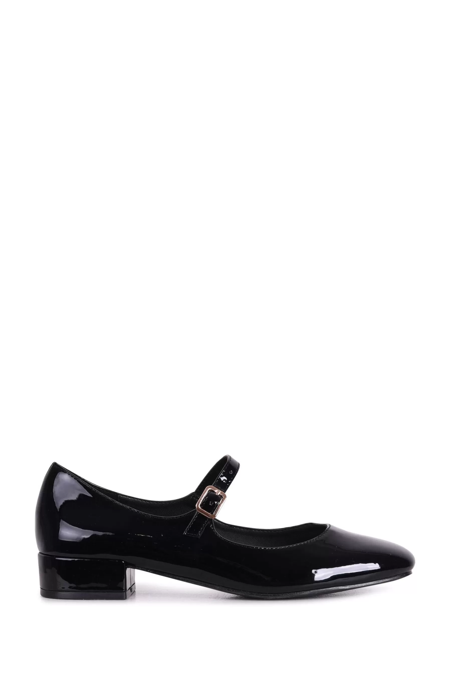 Linzi Flat- Carley Block Heel Court Shoes Black