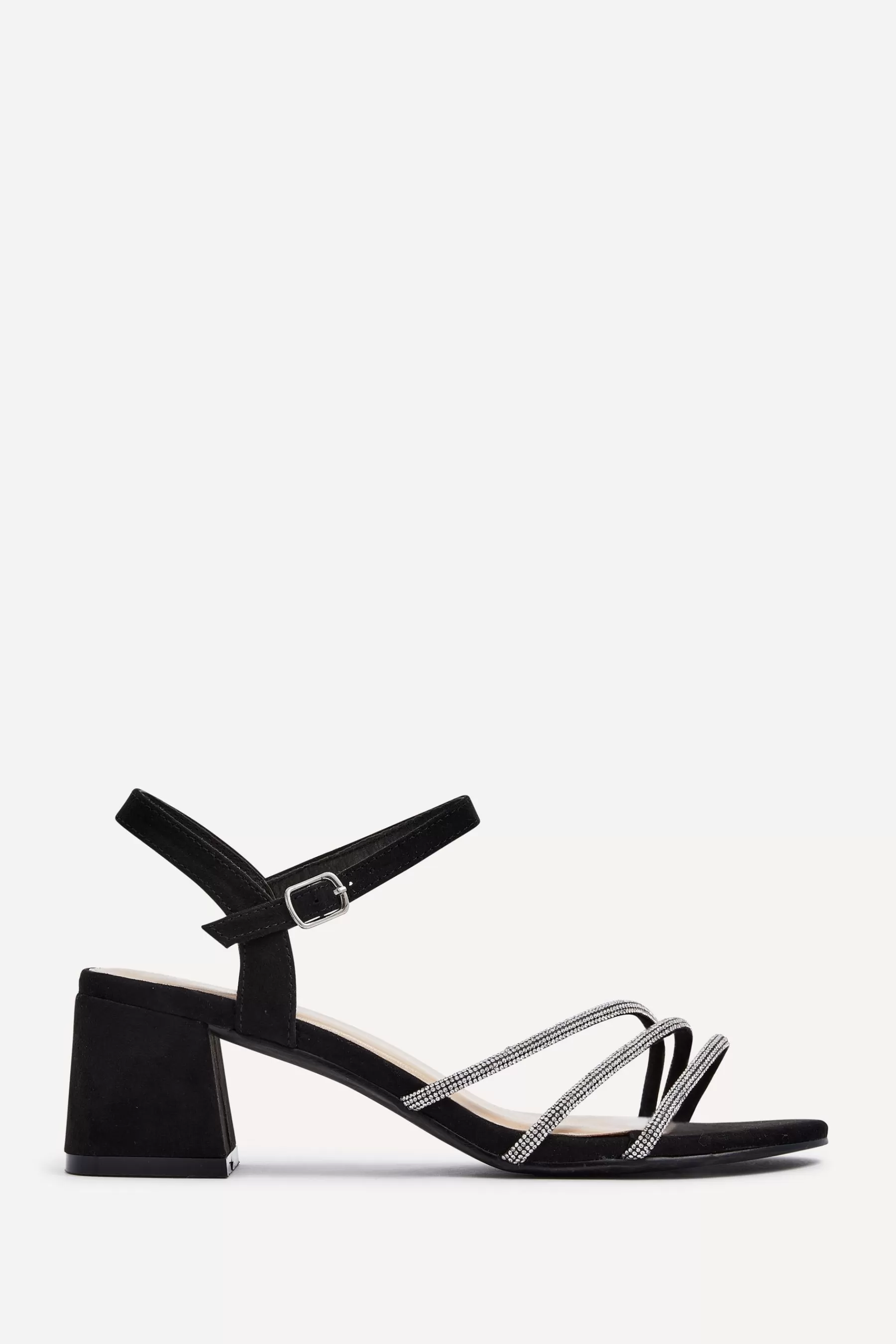 Linzi Sandals | Carnation Heeled Sandals With Embellished Upper Black