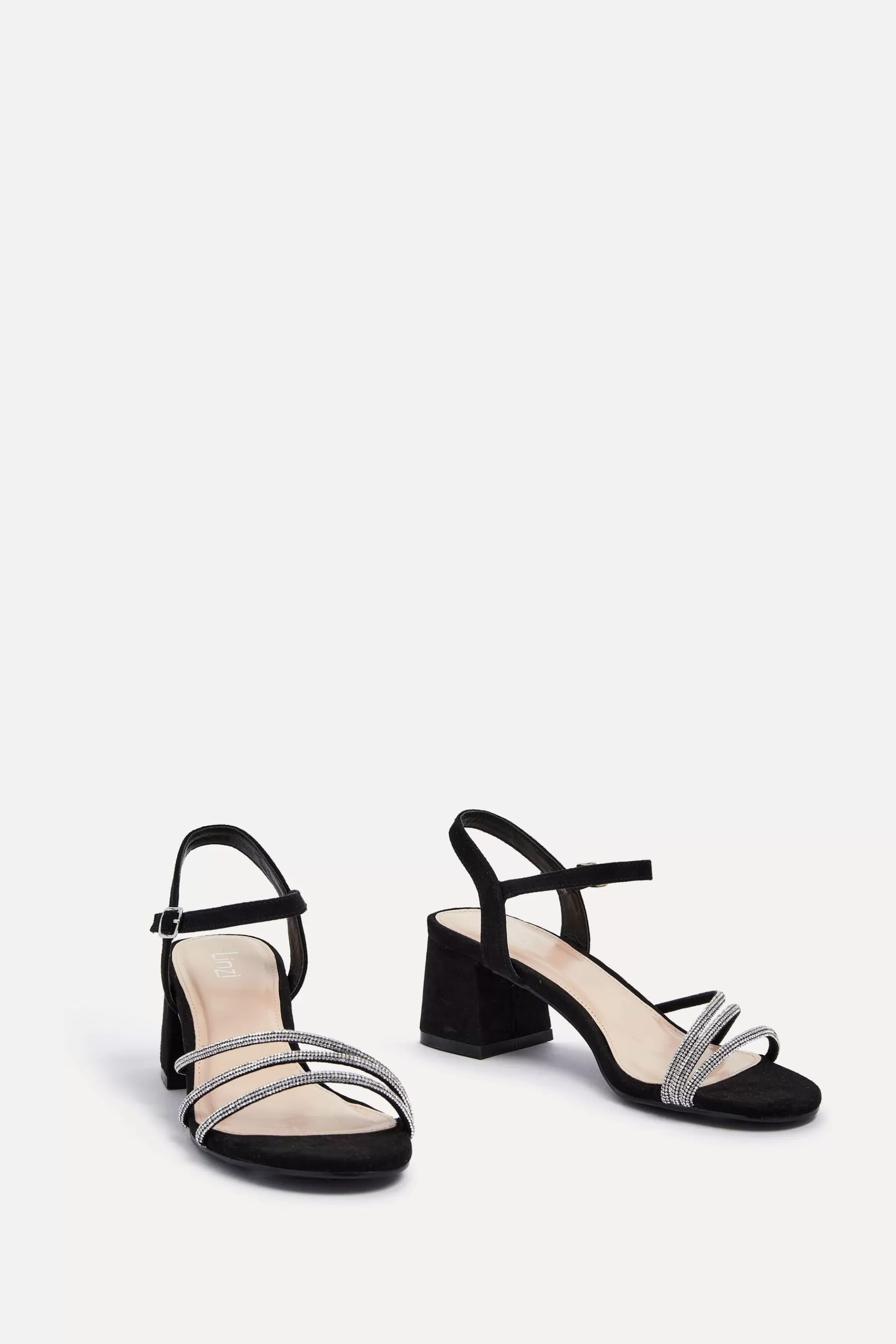 Linzi Sandals | Carnation Heeled Sandals With Embellished Upper Black