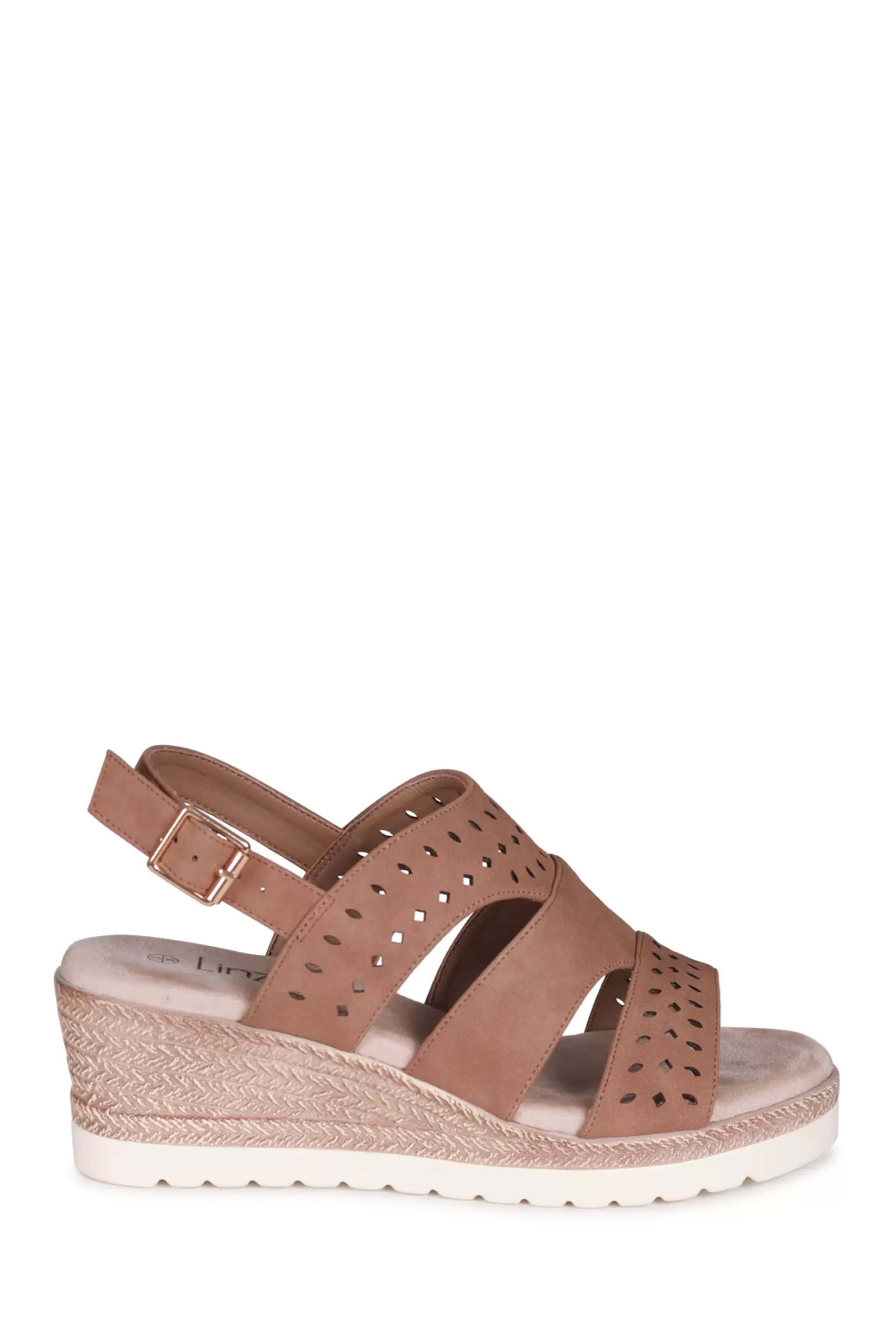 Linzi Sandals- Caryn Wedge Sandals With Cut Out Front Straps Natural